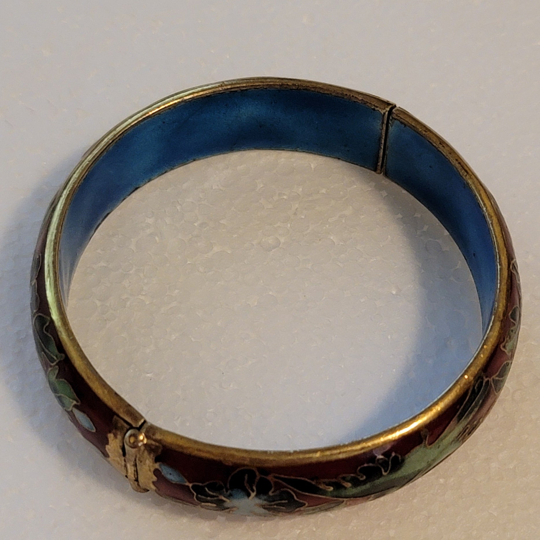 Vintage Red Cloisonné Hinge Bracelet