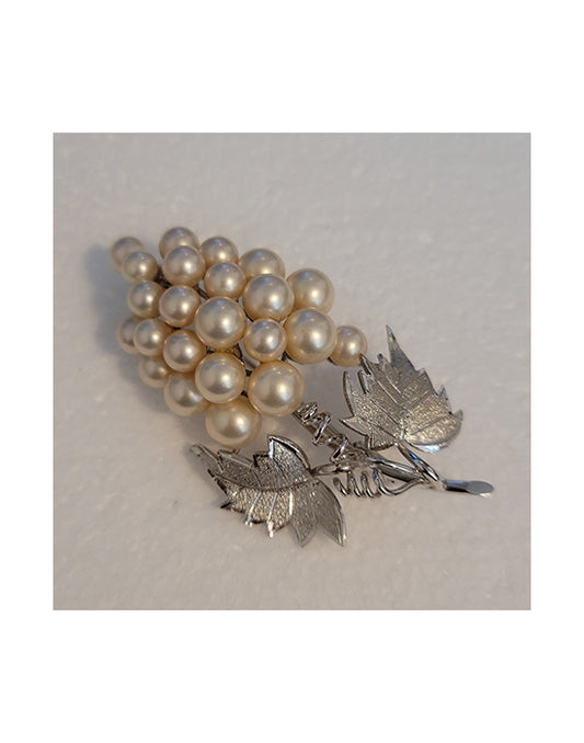 Vintage Simulated Pearl Grape Brooch