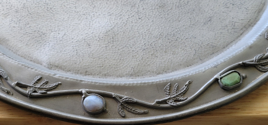 Antique Pewter Stone chinese Plate