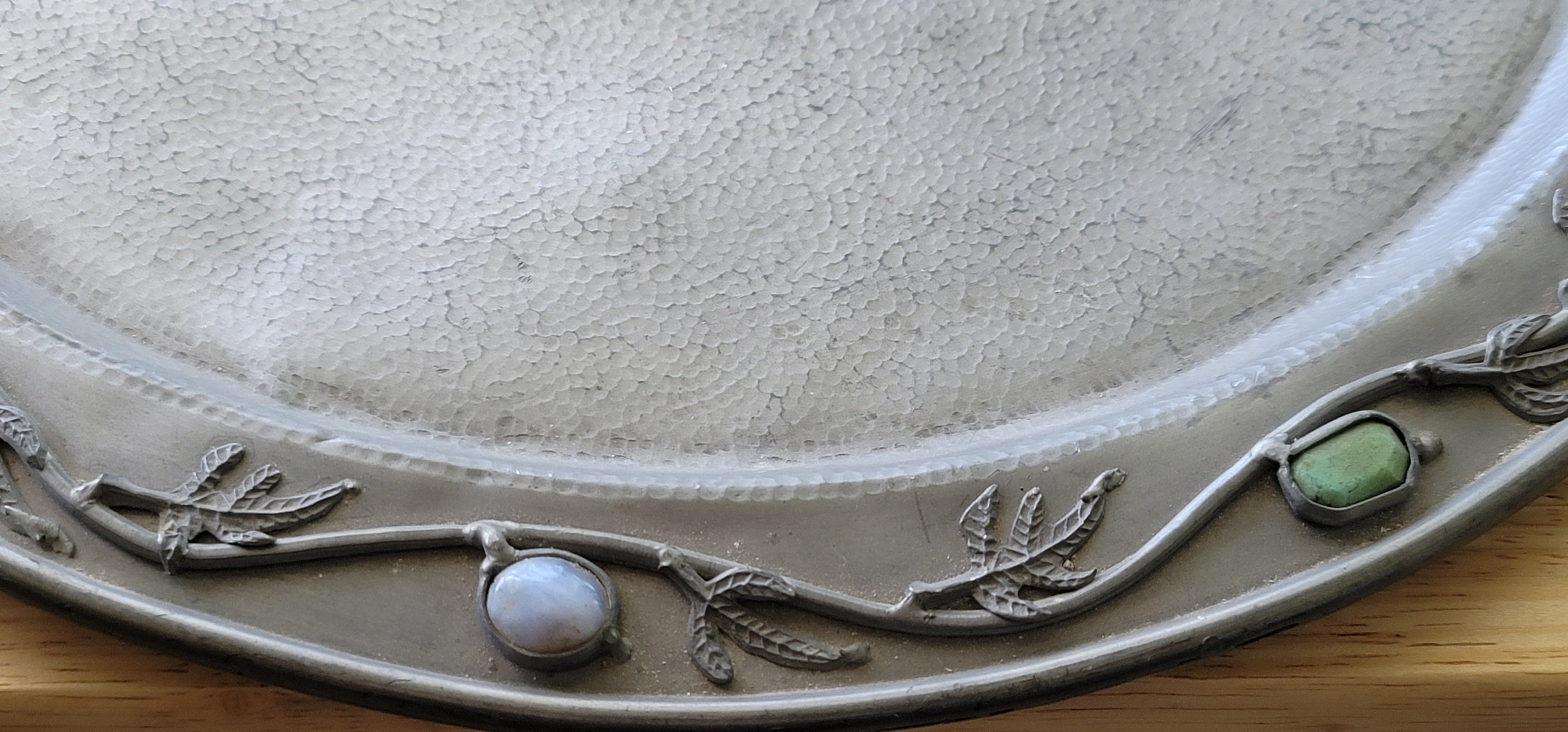 Antique Pewter Stone chinese Plate