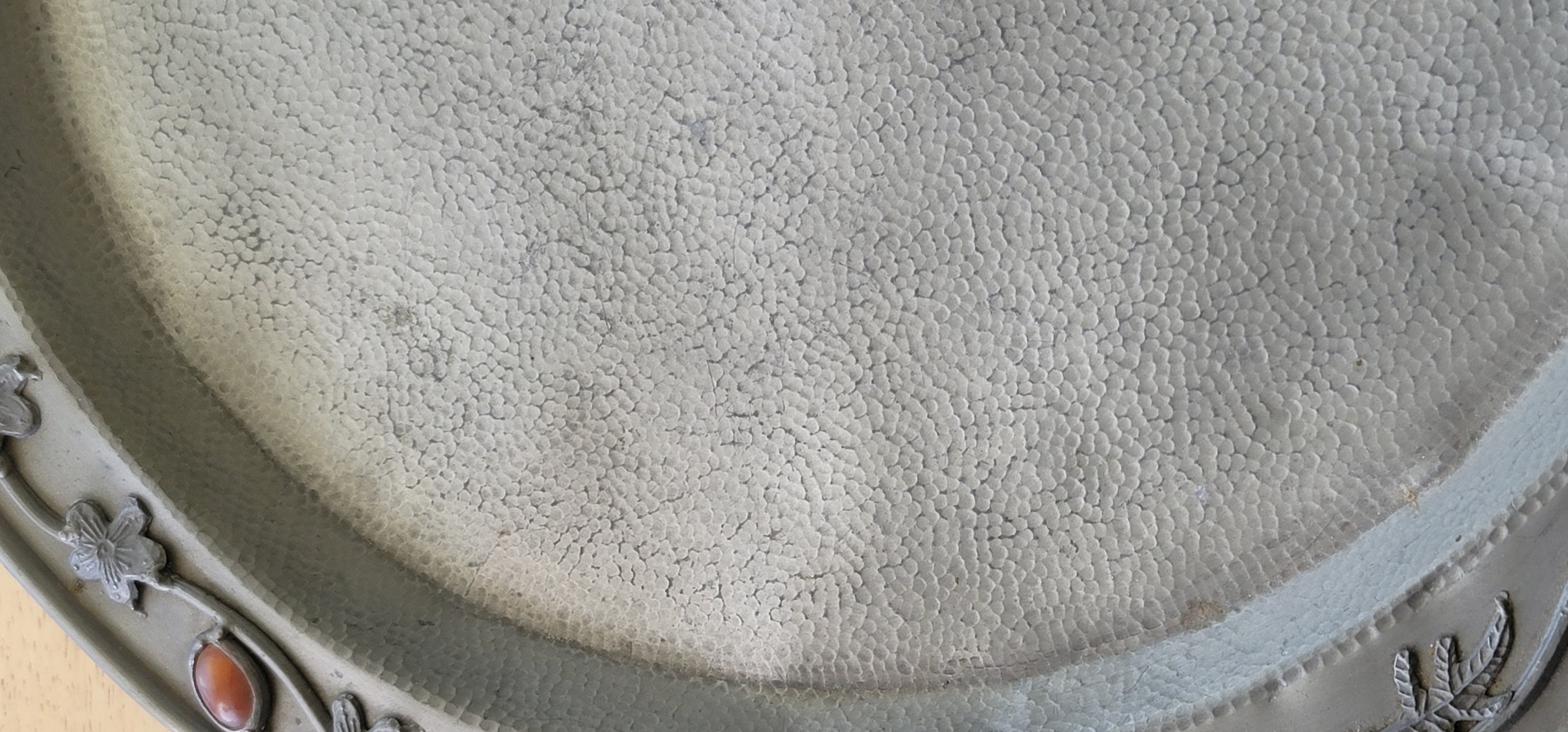 Antique Pewter Stone chinese Plate