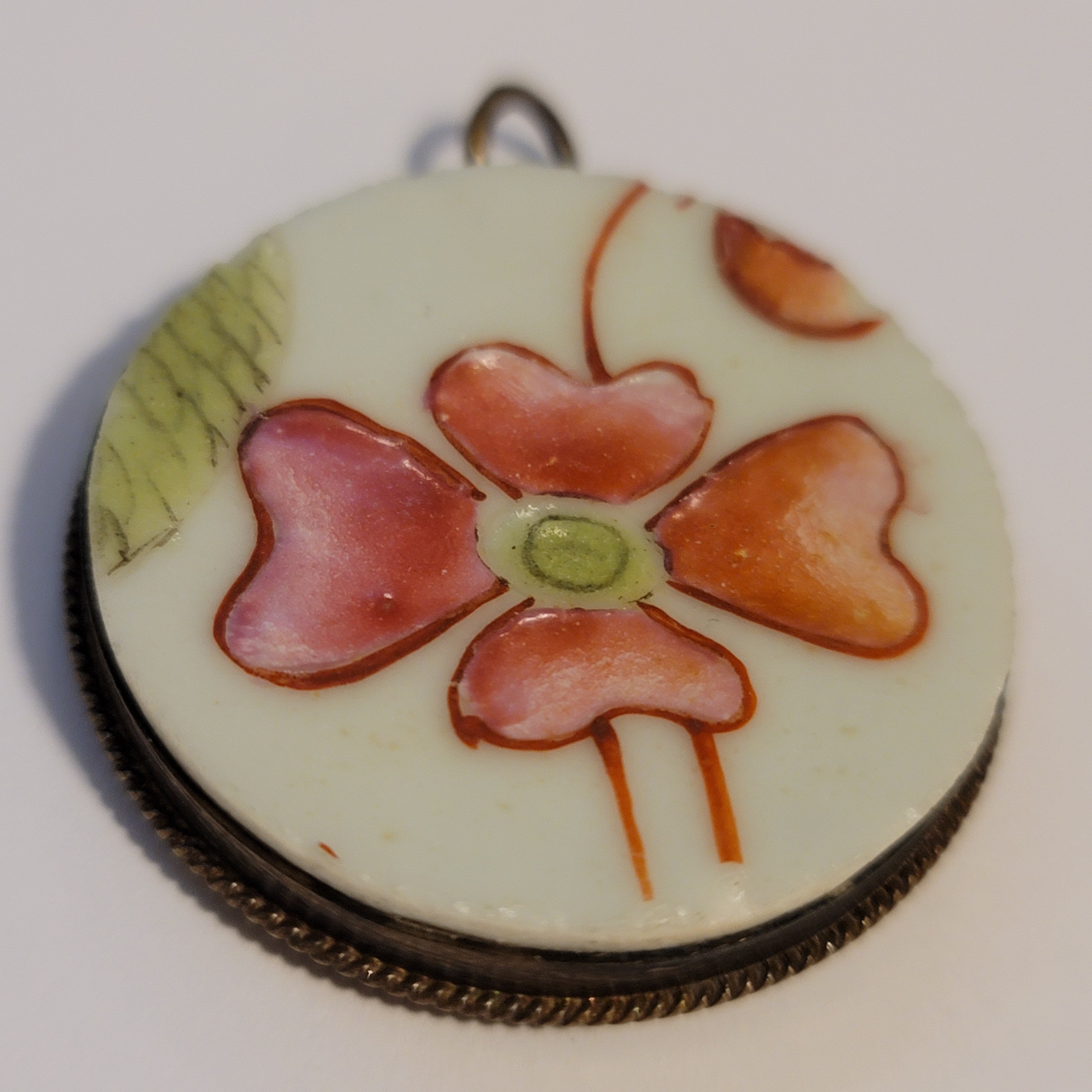 Round Ceramic Flower Pendant