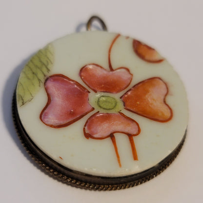 Round Ceramic Flower Pendant