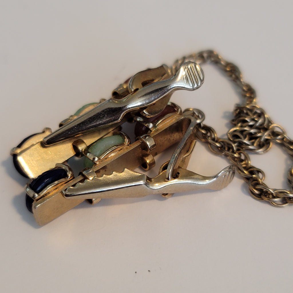 Vintage Scarab Gold Tone Sweater Guard Clips