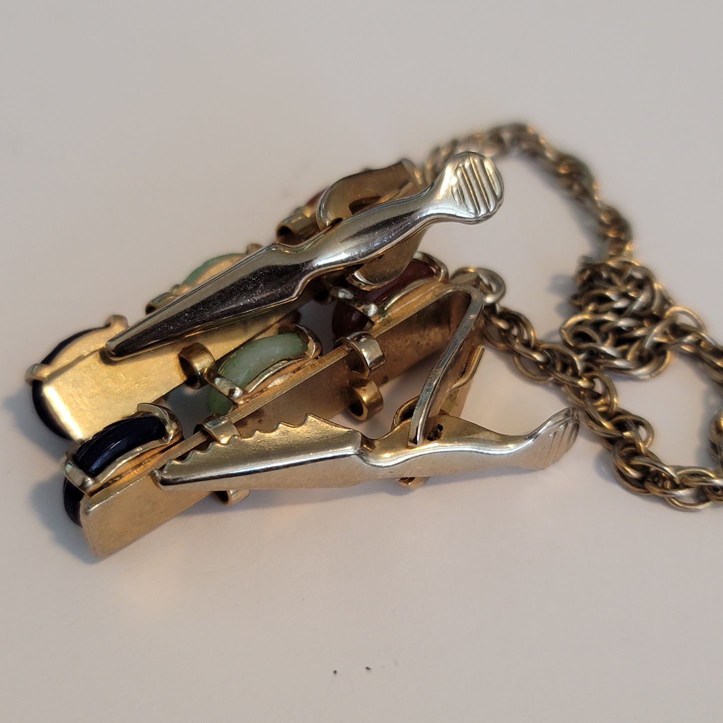 Vintage Scarab Gold Tone Sweater Guard Clips