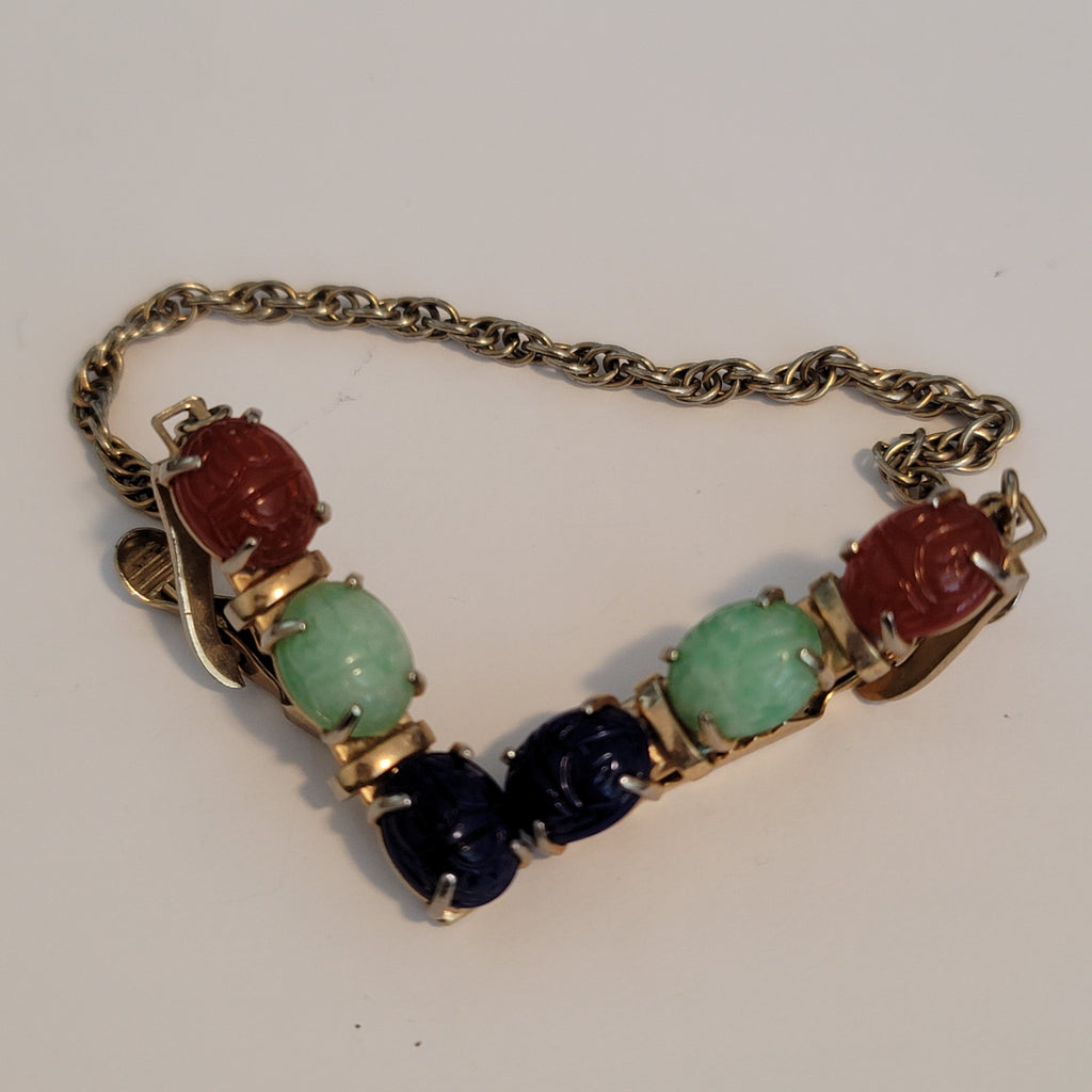 Vintage Scarab Gold Tone Sweater Guard Clips