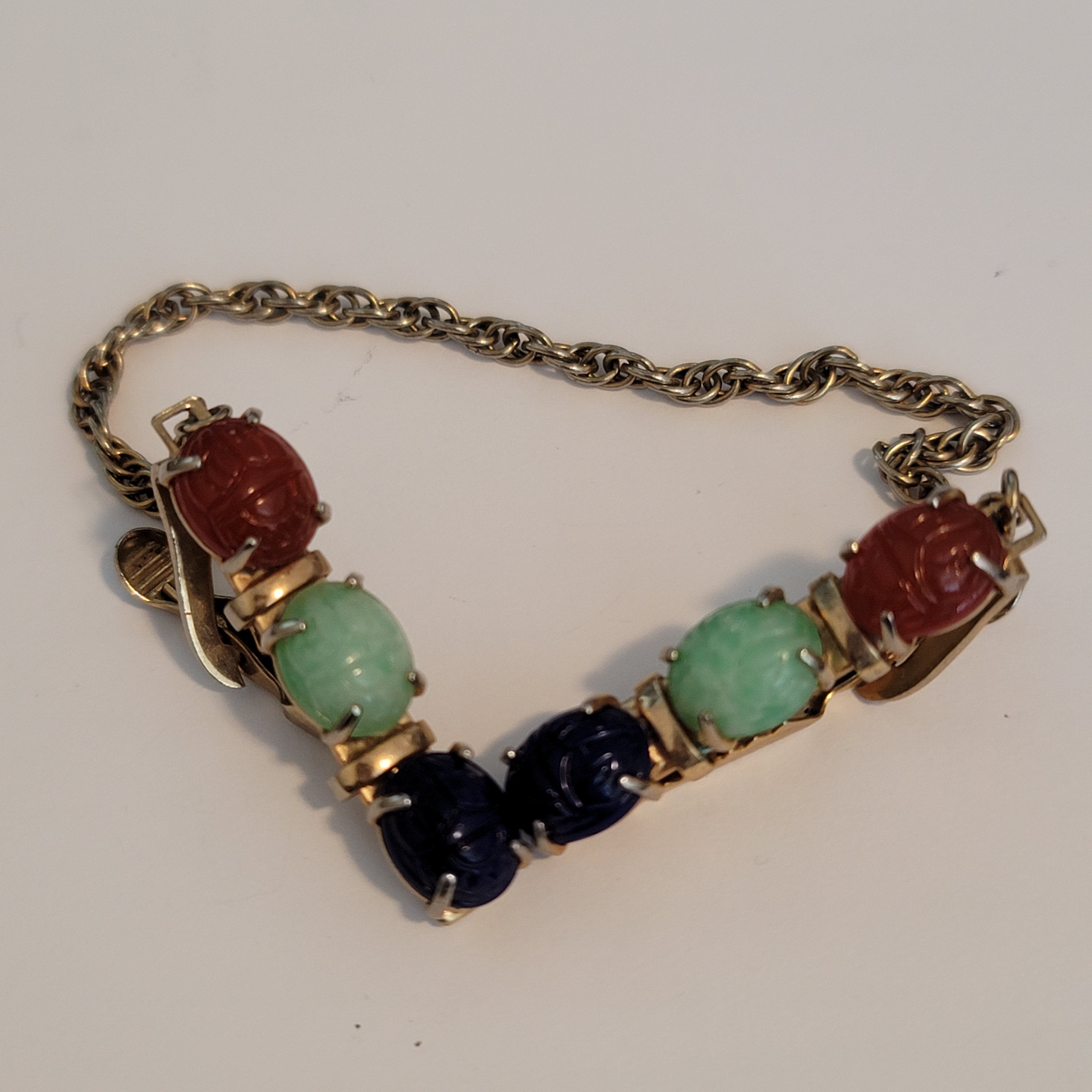 Vintage Scarab Gold Tone Sweater Guard Clips