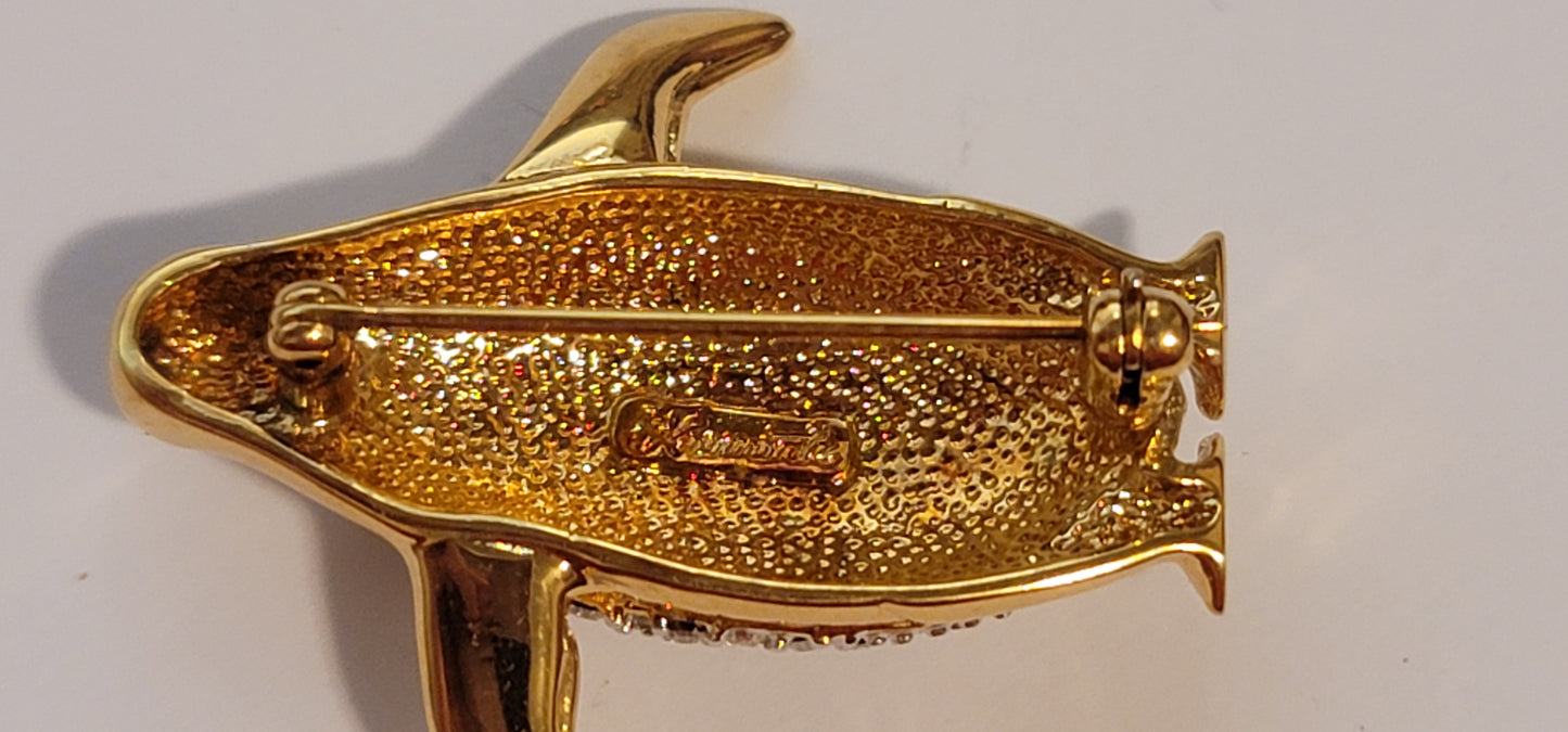 Vintage Krementz Rhinestone Penguin Brooch