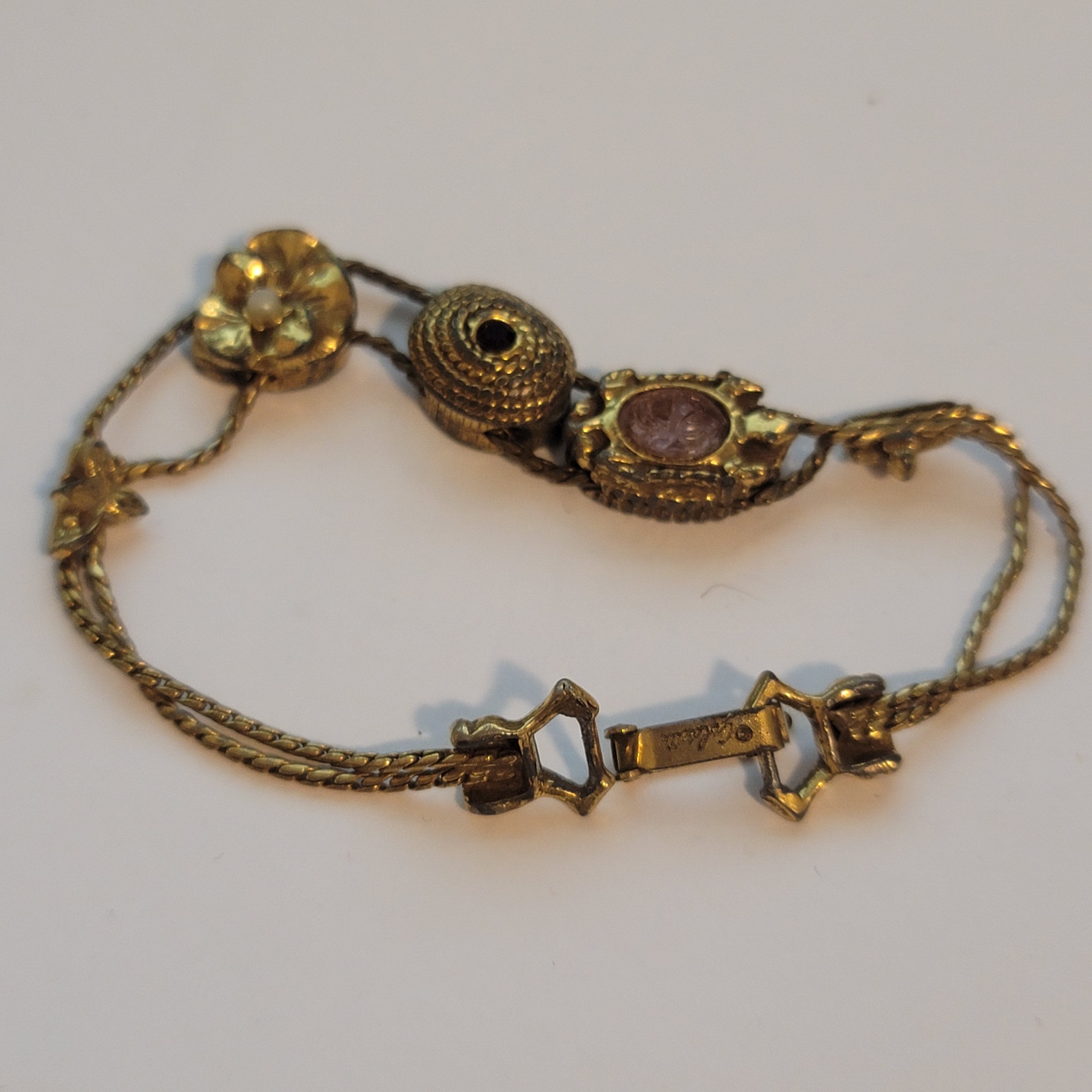 Vintage Goldette Victorian Revival Slide Bracelet