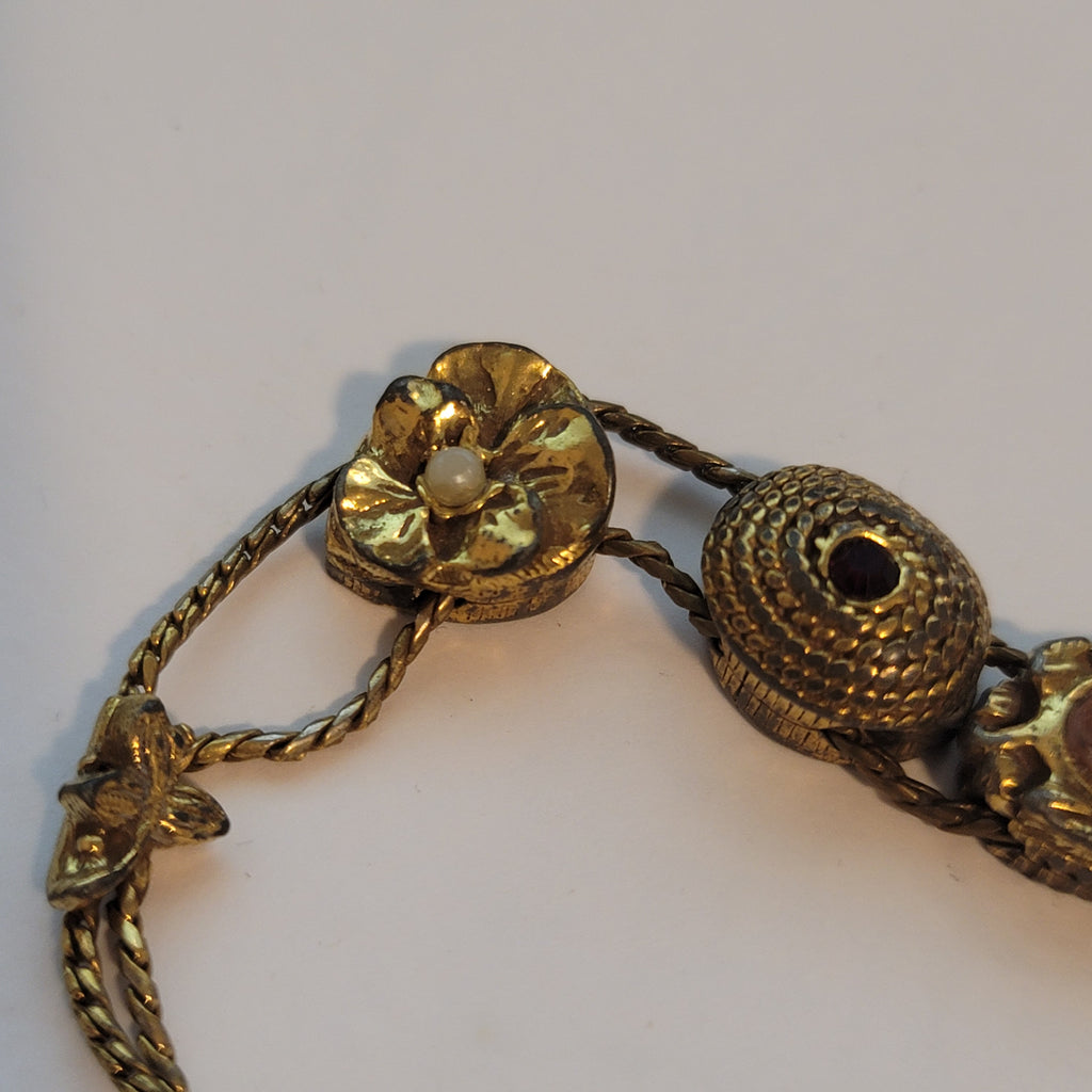Vintage Goldette Victorian Revival Slide Bracelet