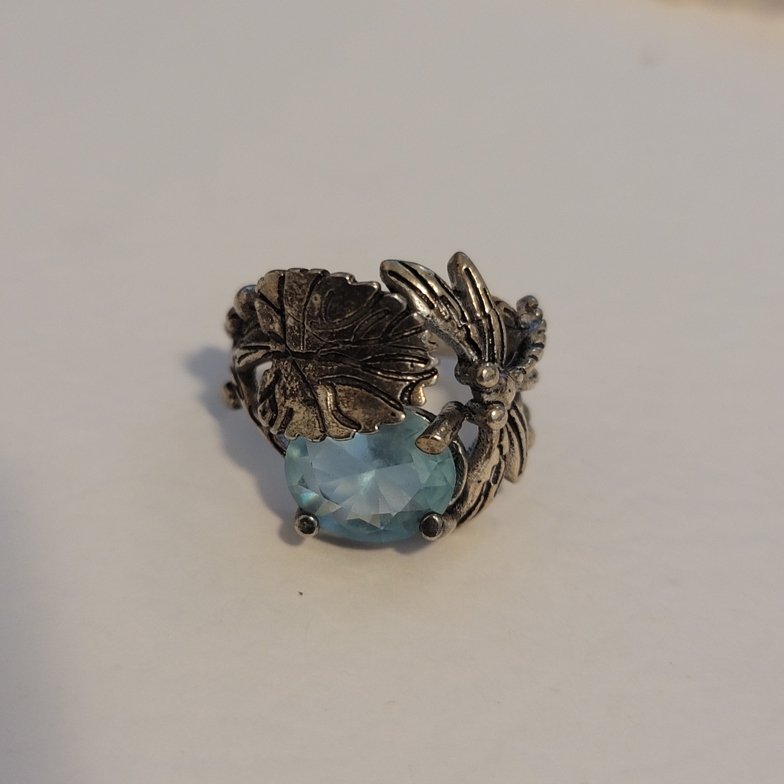 Silver Tone Dragonfly Ring
