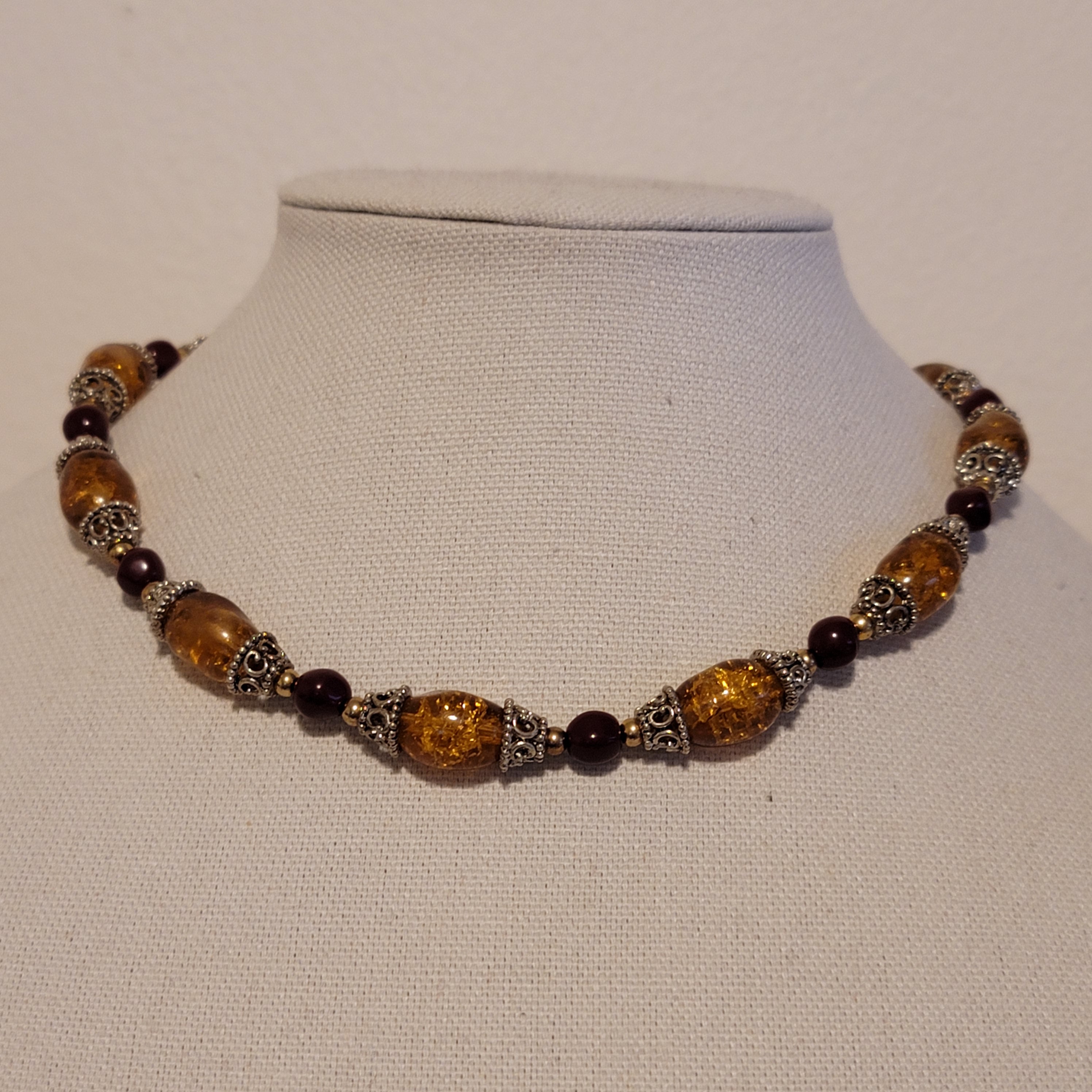Amber Colored Bead Necklace