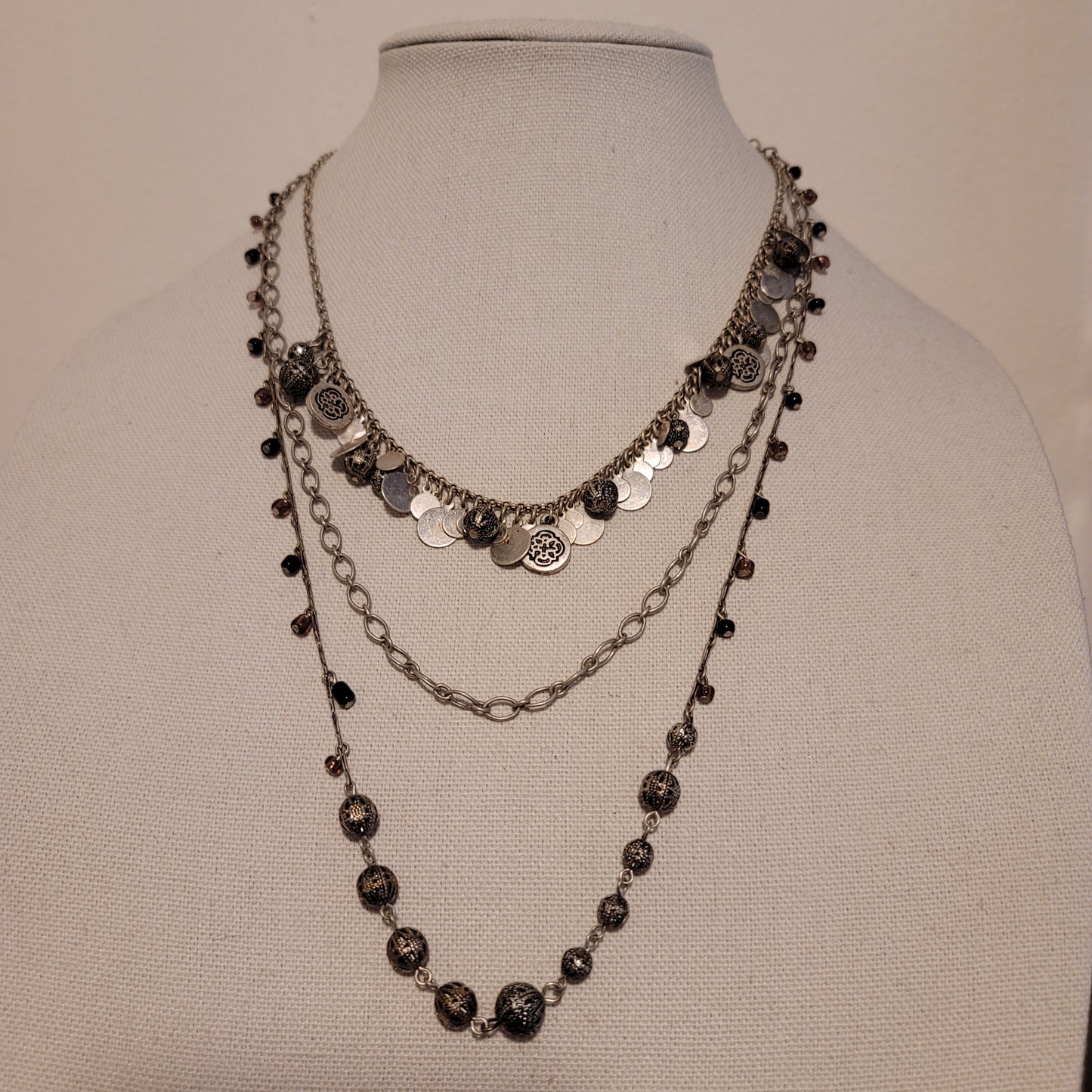 Silver Tone Multi-Strand Necklace