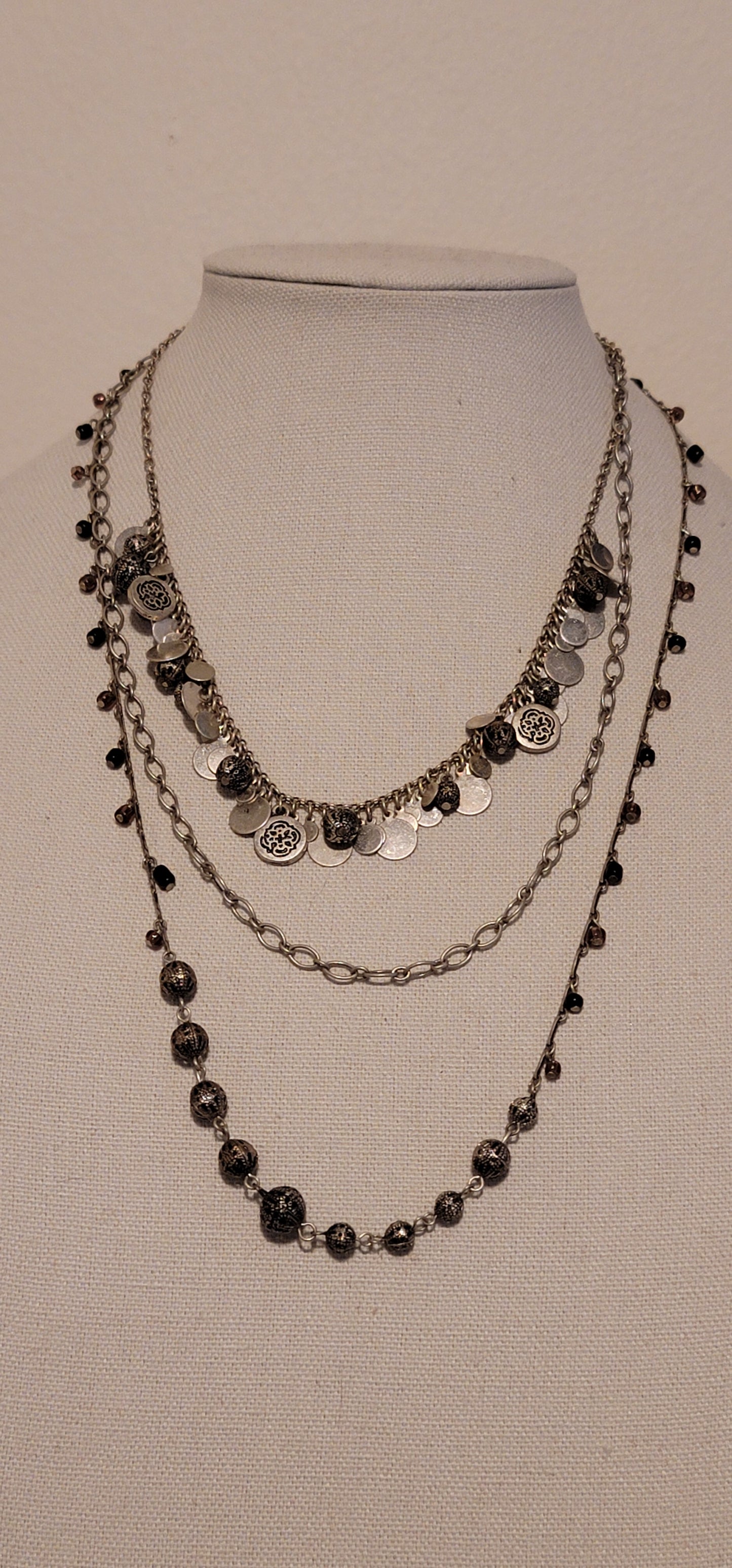 Silver Tone Multi-Strand Necklace