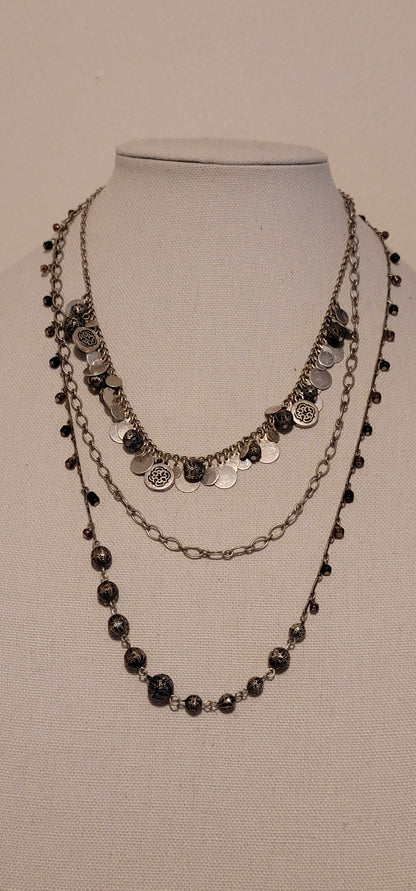 Silver Tone Multi-Strand Necklace