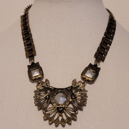 Blue Rhinestone Rustic Necklace