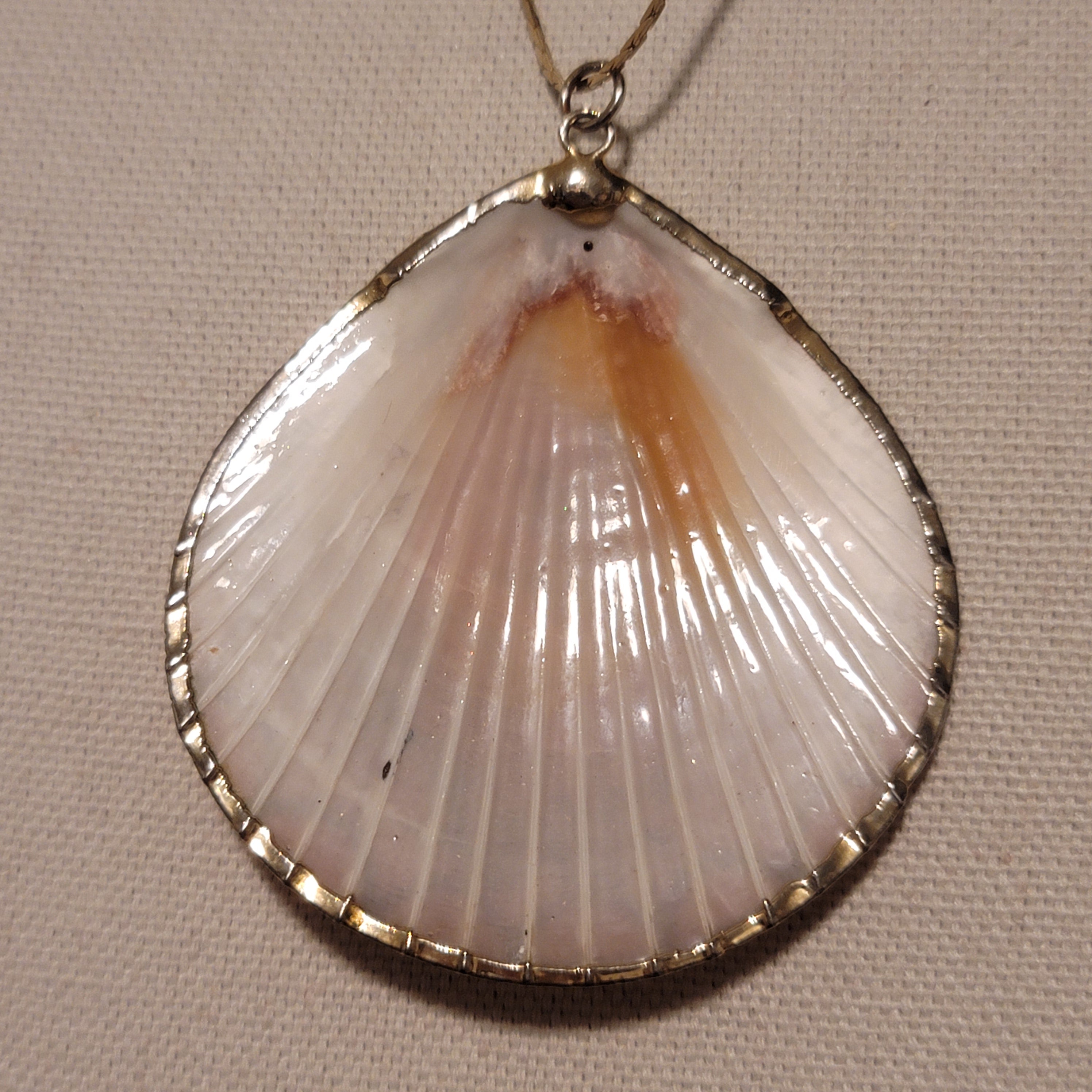 Pink Gilded Sea Shell Pendant Necklace