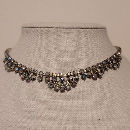Vintage Aurora Borealis Rhinestone Choker Necklace