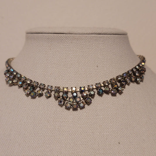Vintage Aurora Borealis Rhinestone Choker Necklace