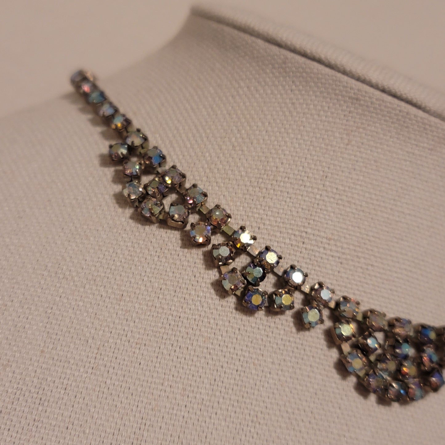 Vintage Aurora Borealis Rhinestone Choker Necklace