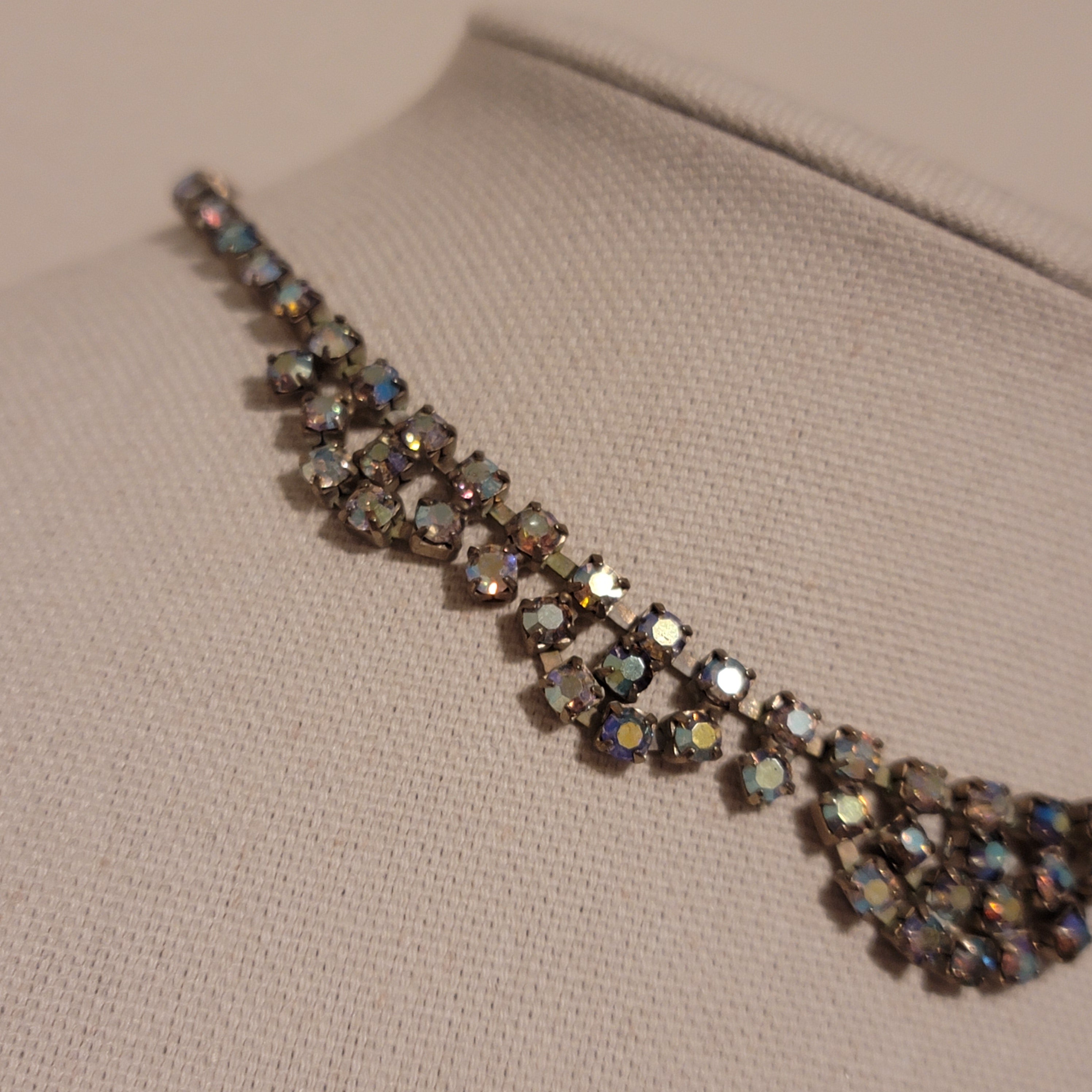 Vintage Aurora Borealis Rhinestone Choker Necklace