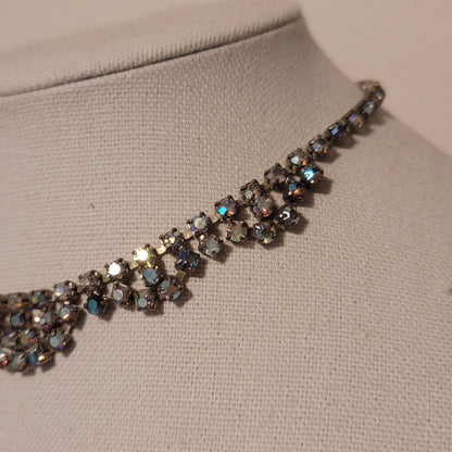 Vintage Aurora Borealis Rhinestone Choker Necklace