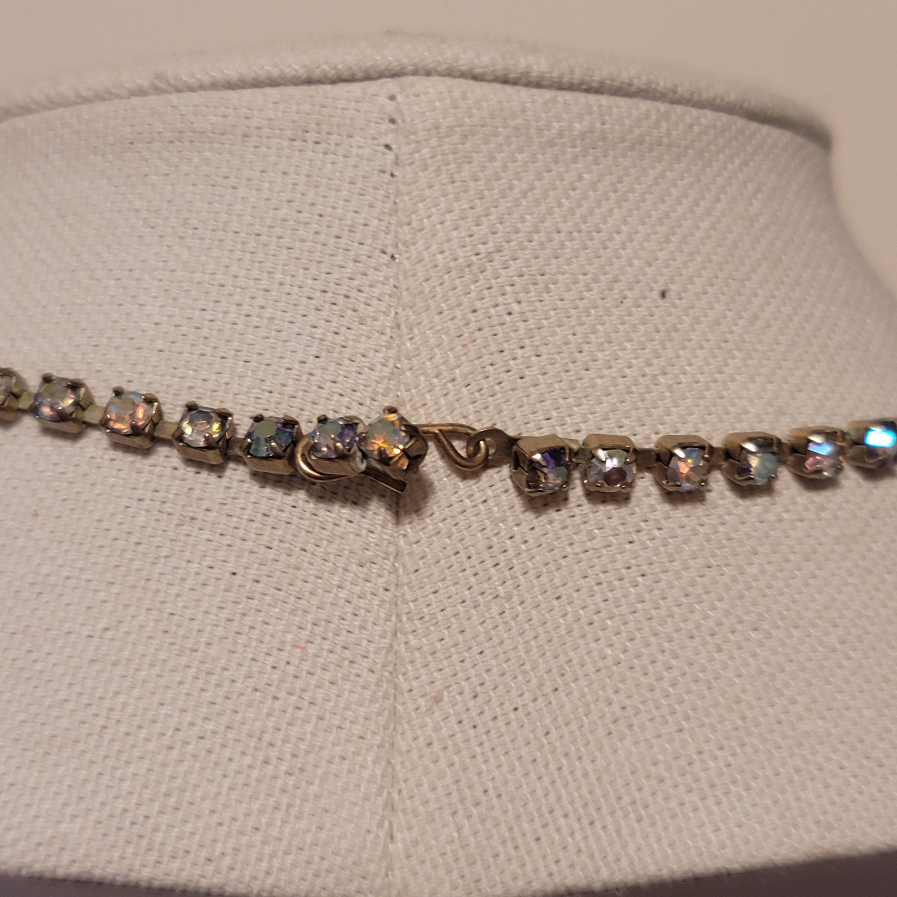 Vintage Aurora Borealis Rhinestone Choker Necklace