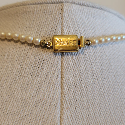 Vintage Monet Simulated Pearl Heart Necklace