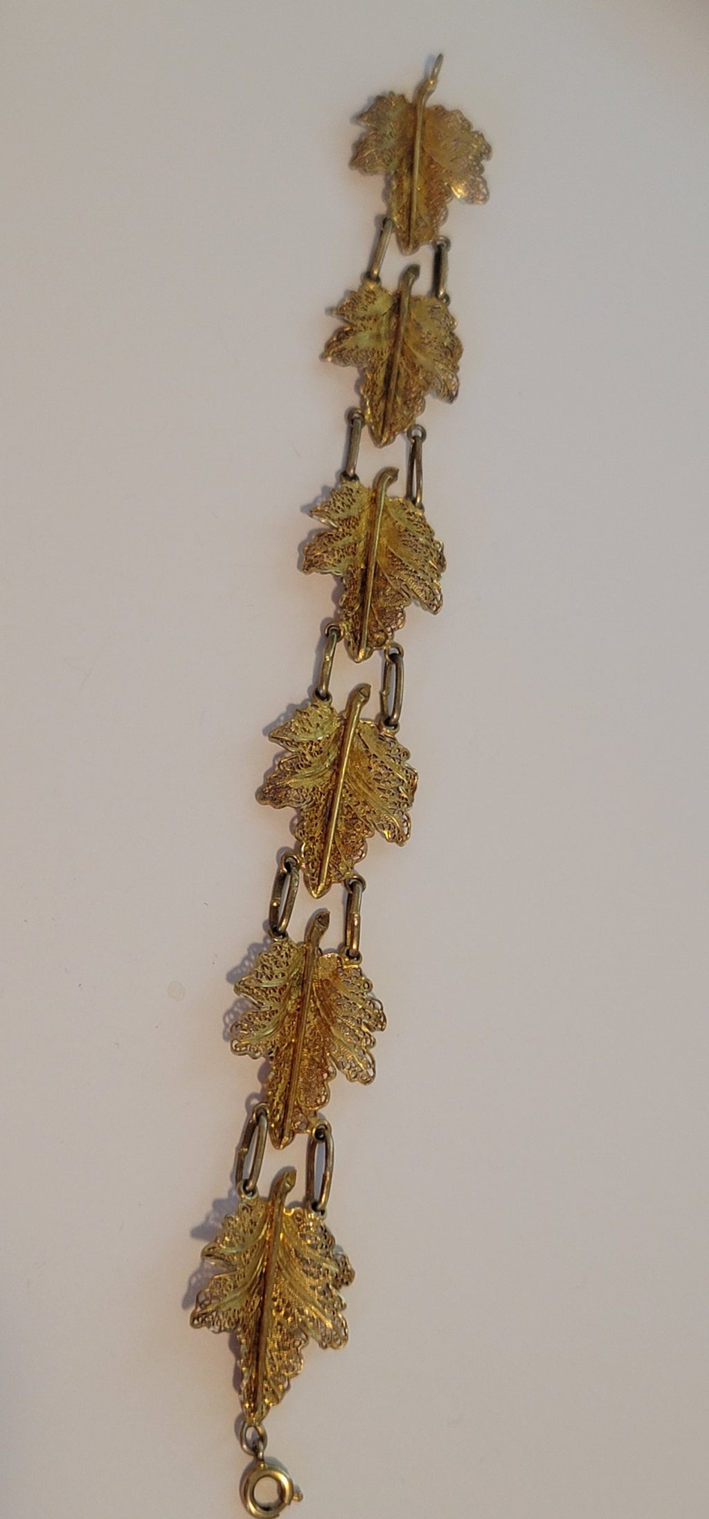 Vintage Gold Washed Vermeil Filigree Leaf Bracelet