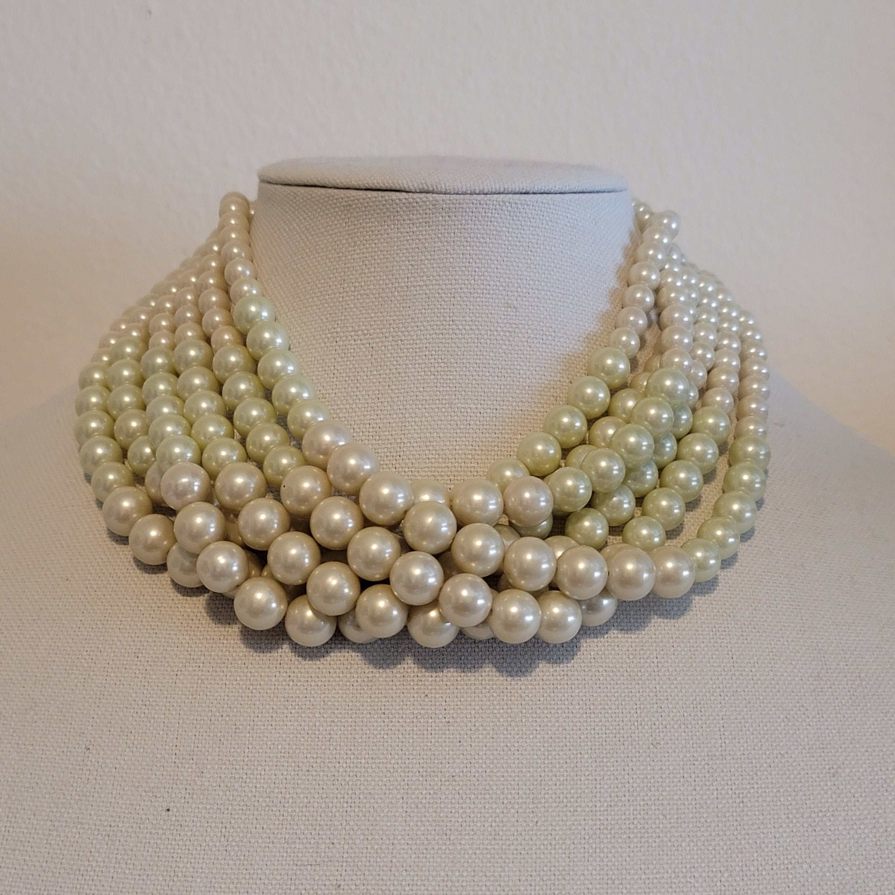 Multi-Strand Graduated Simulated Pearl Necklace