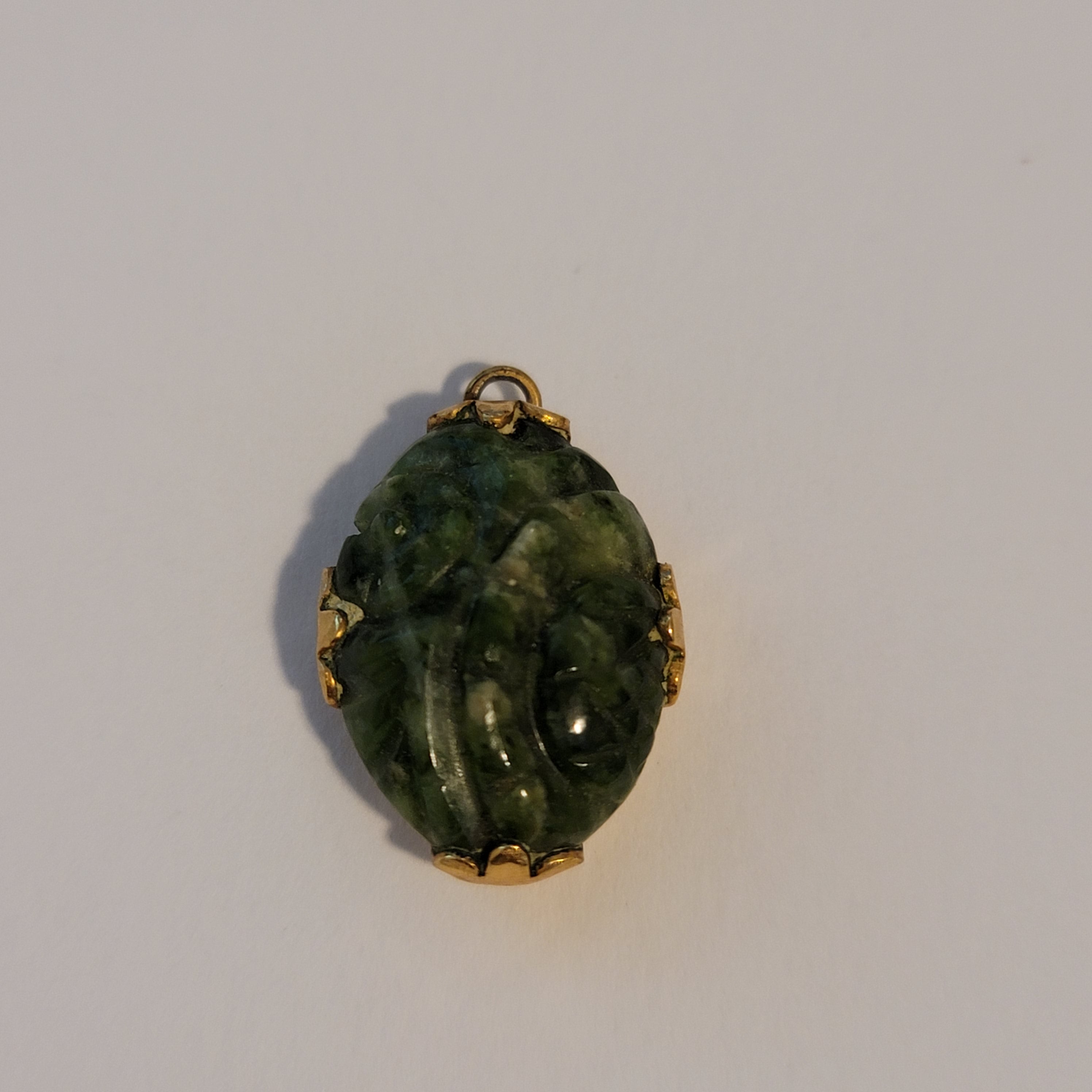 Green Stone Gold Tone Pendant Charm