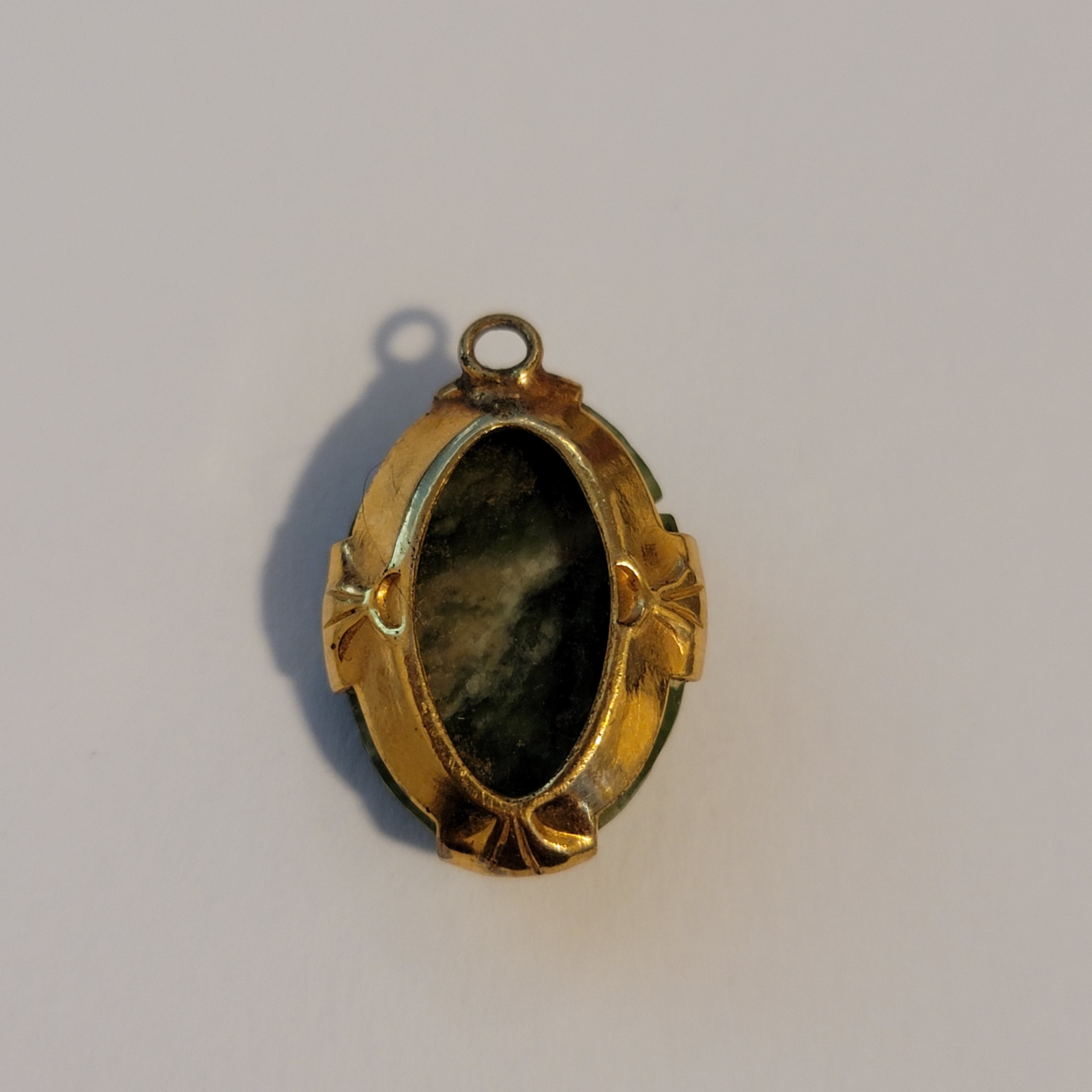 Green Stone Gold Tone Pendant Charm