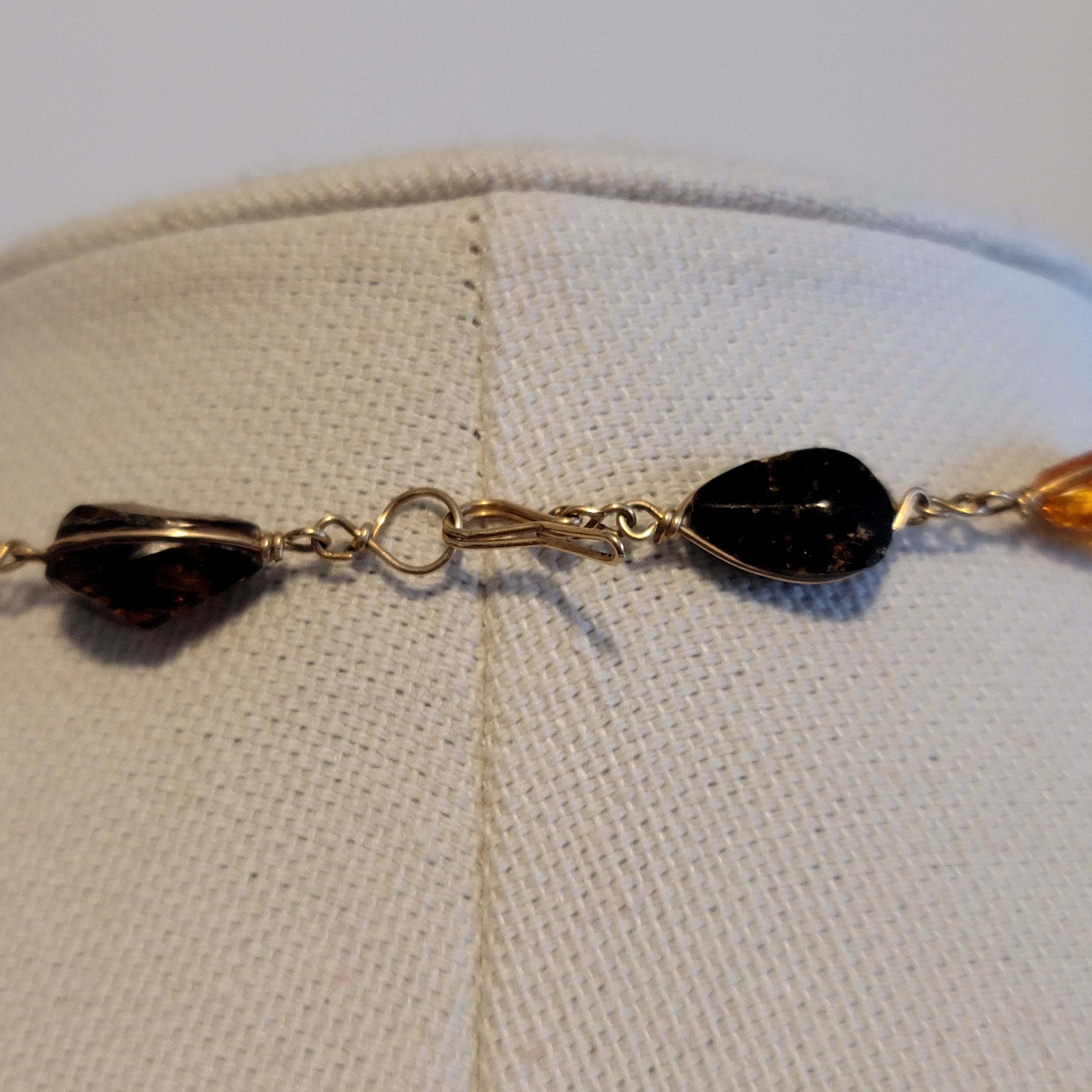 28" Gold Tone Amber Necklace