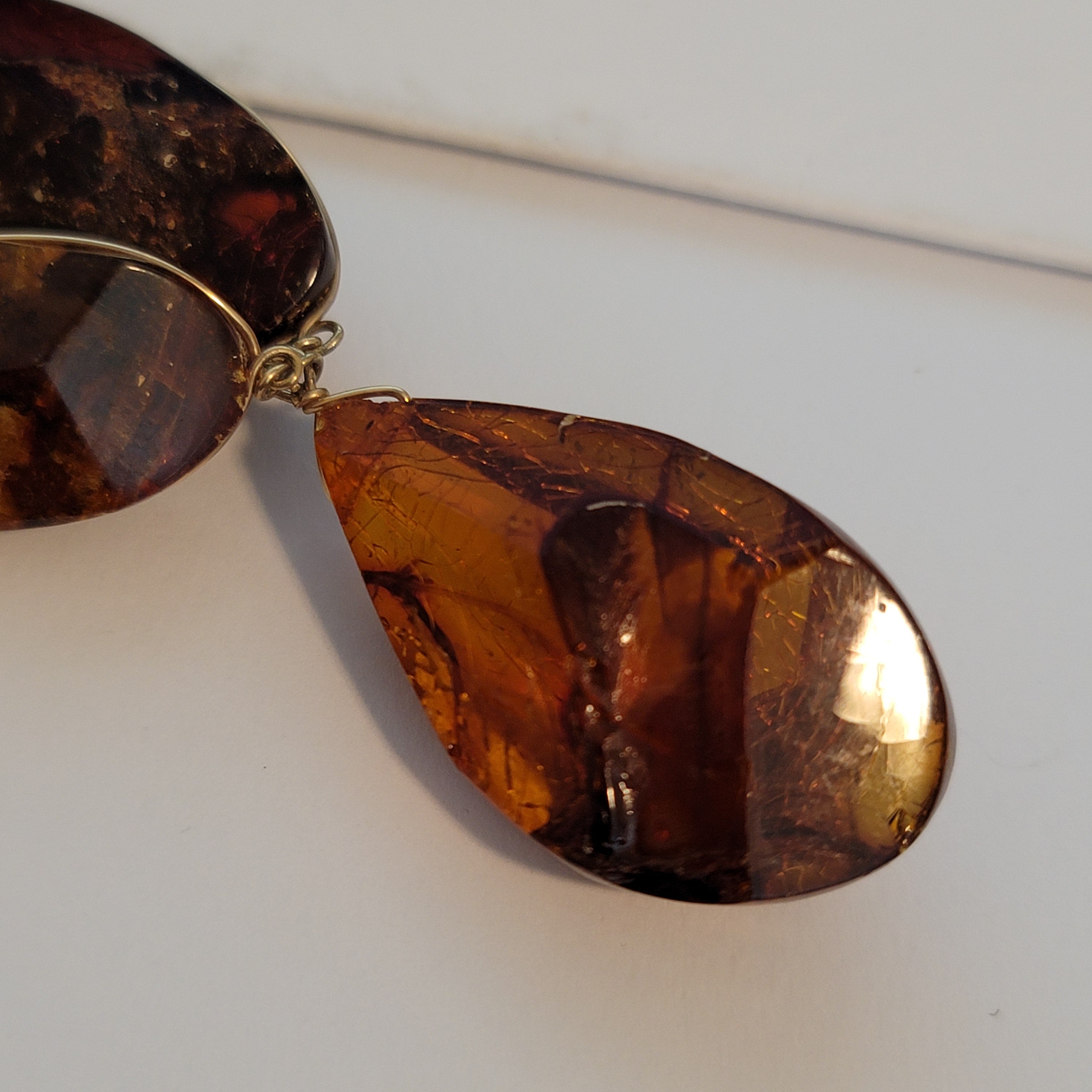 28" Gold Tone Amber Necklace