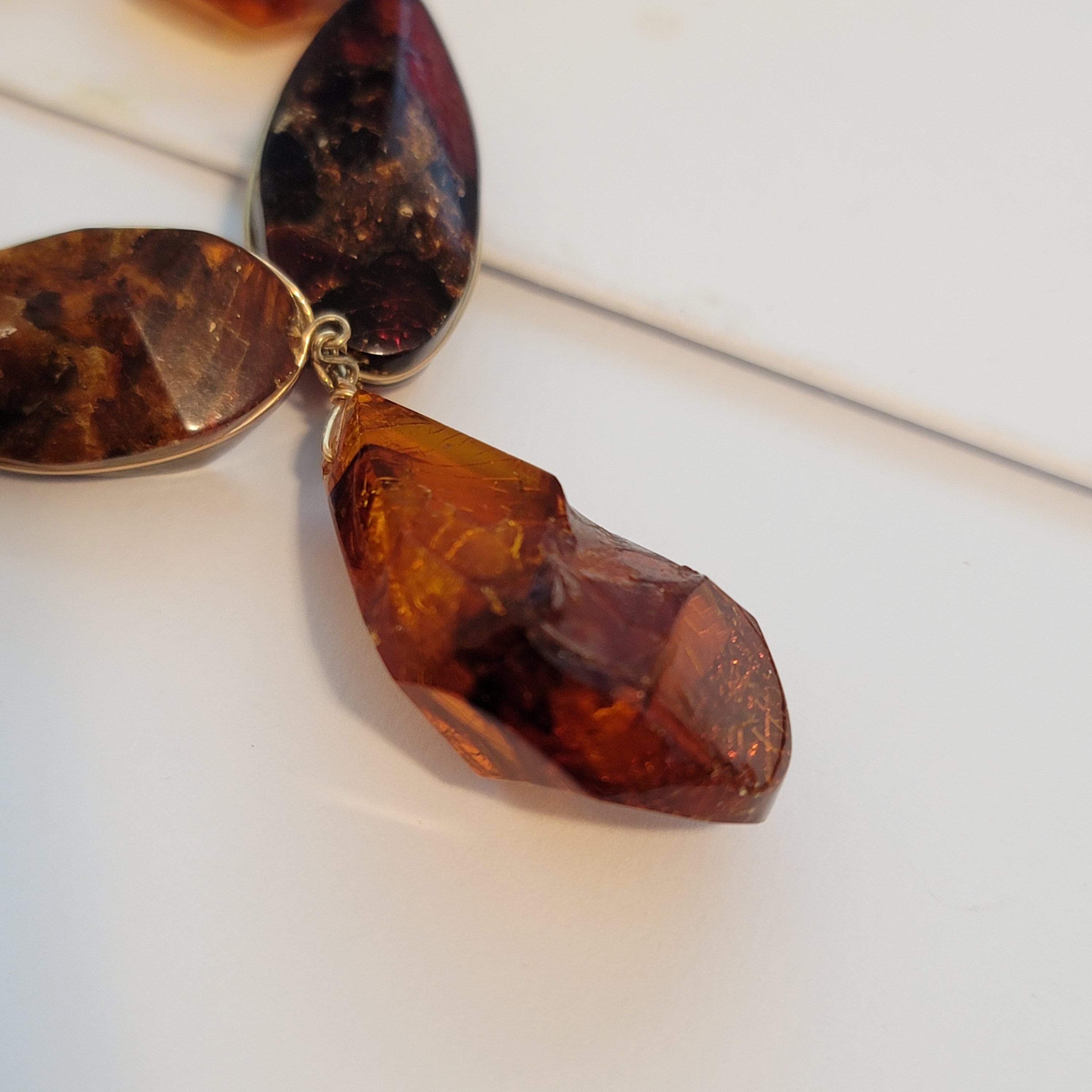 28" Gold Tone Amber Necklace