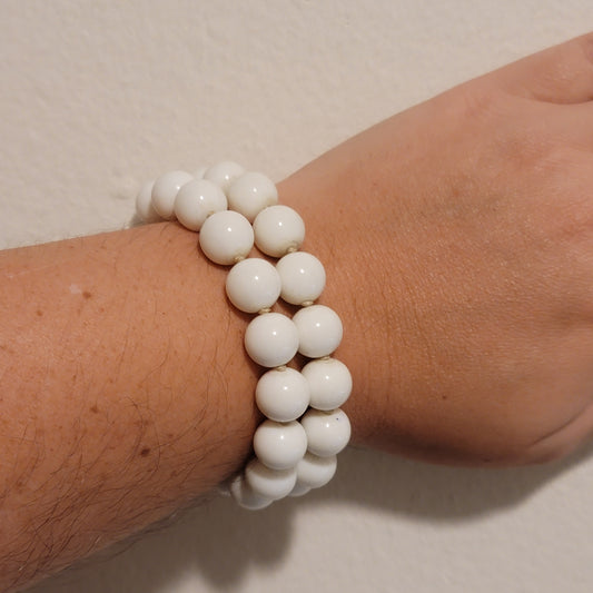 Vintage White Bead Crown Trifari Bracelet