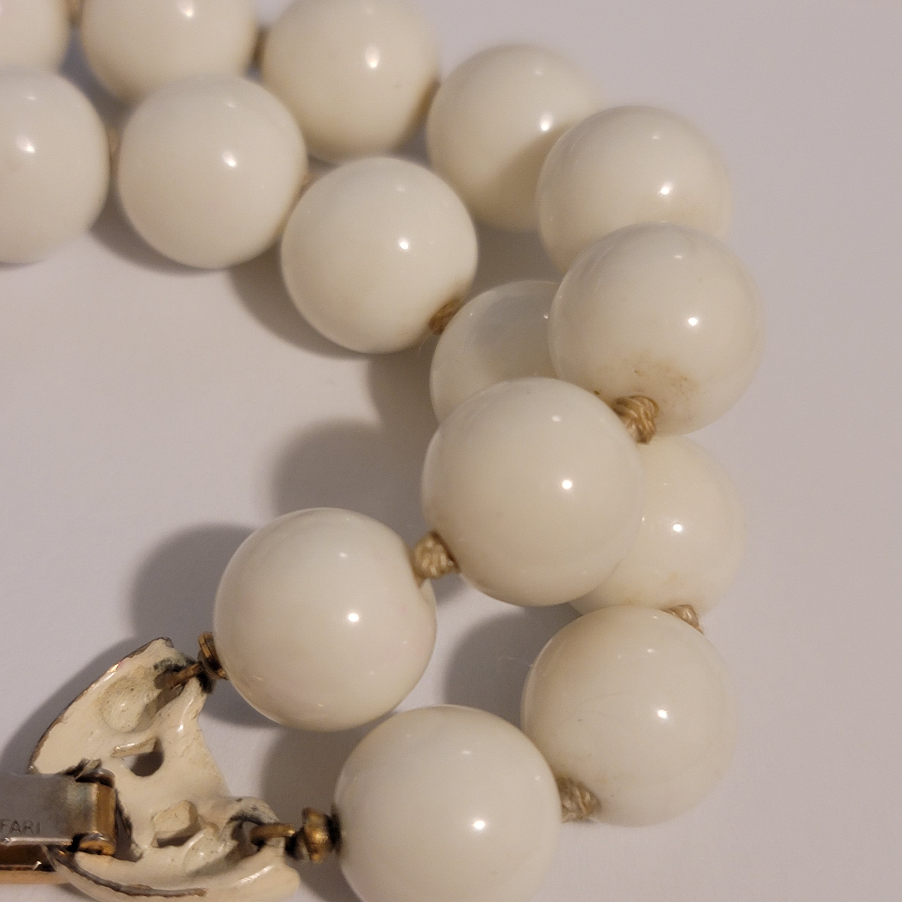 Vintage White Bead Crown Trifari Bracelet