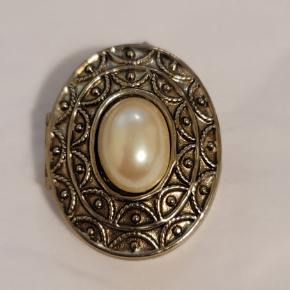 Vintage Silver Tone Perfume Locket Brooch