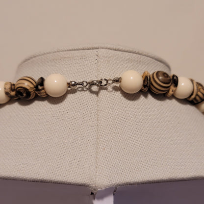 Faux Wood Bead Necklace