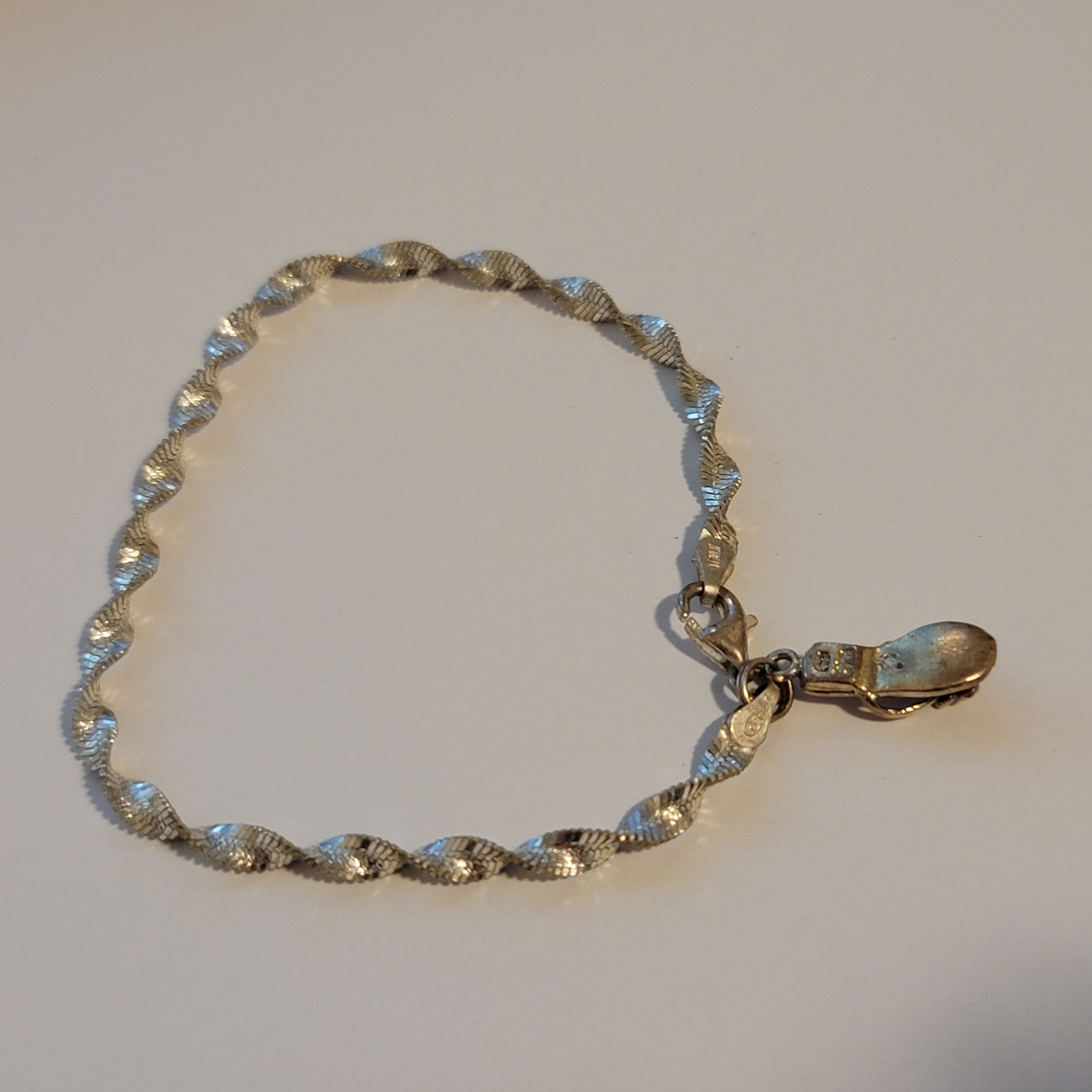 Twisted Herringbone Sterling Silver Chancla Bracelet