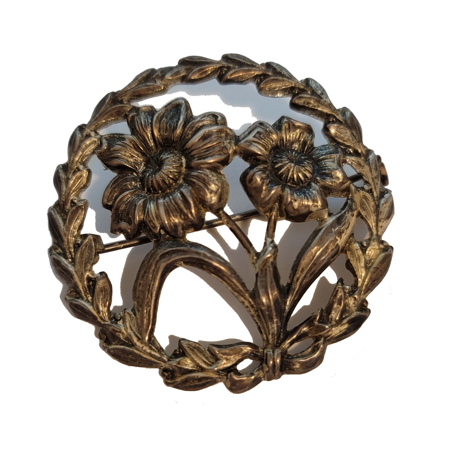 Vintage Sterling Flower Wreath Brooch