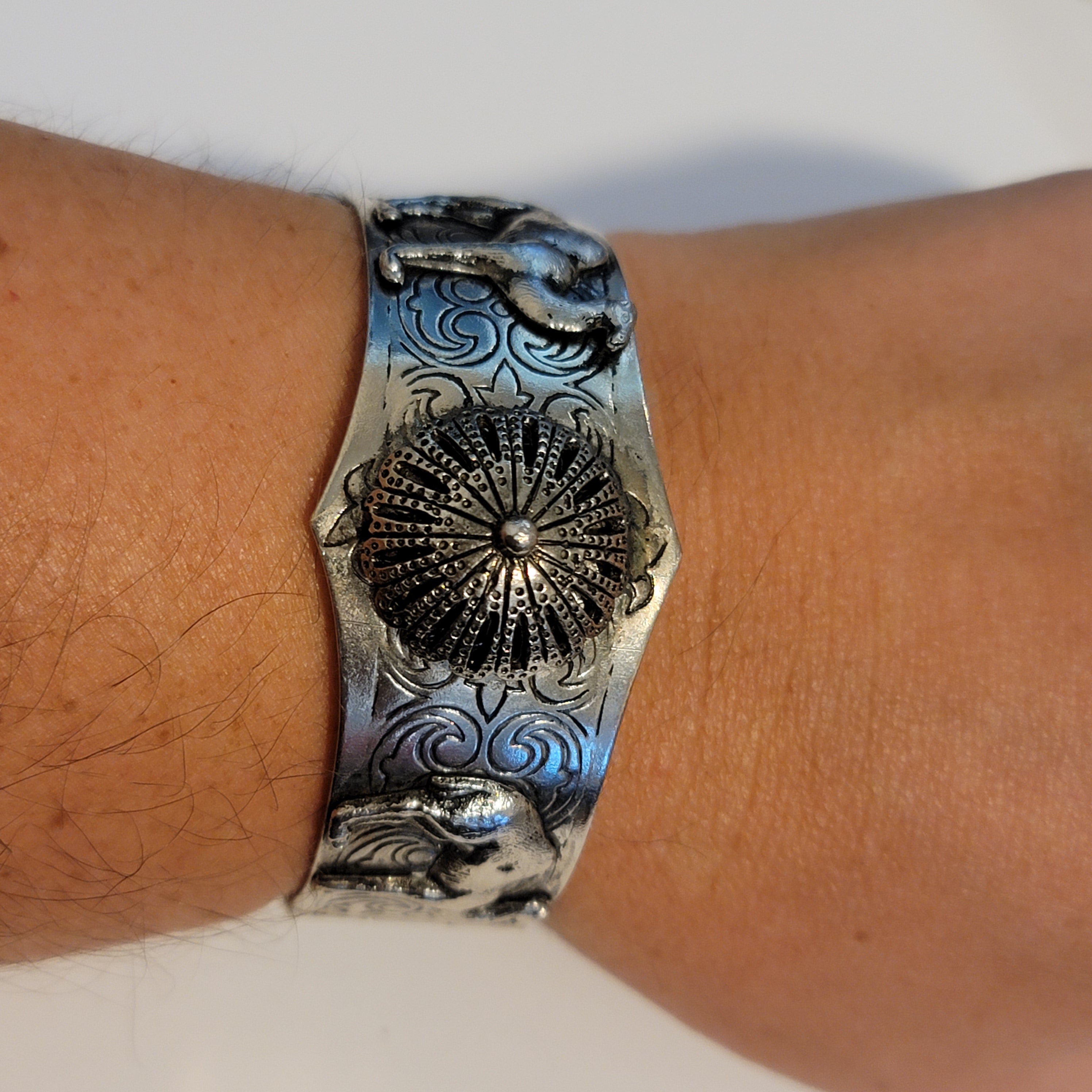 Silver Tone hinge Hamsa Camel Bracelet