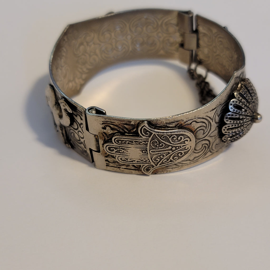 Silver Tone hinge Hamsa Camel Bracelet