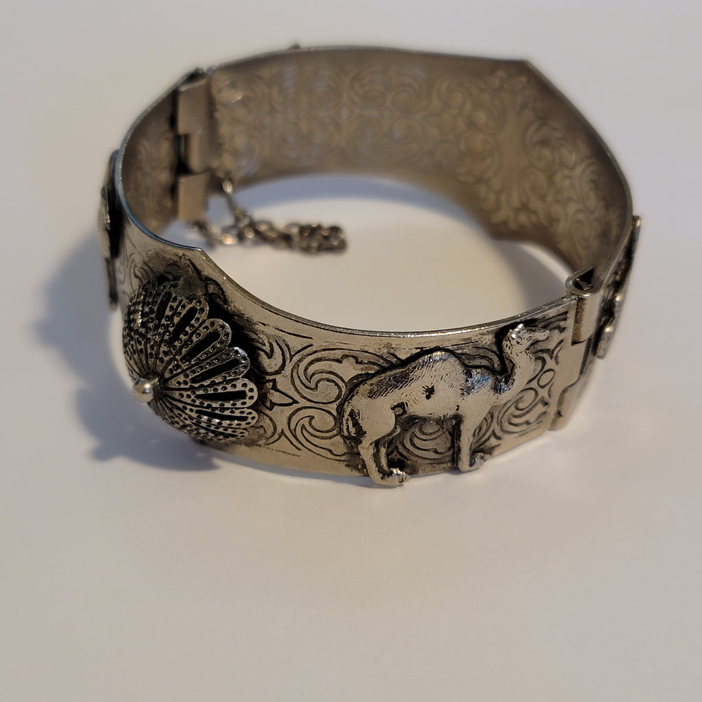 Silver Tone hinge Hamsa Camel Bracelet