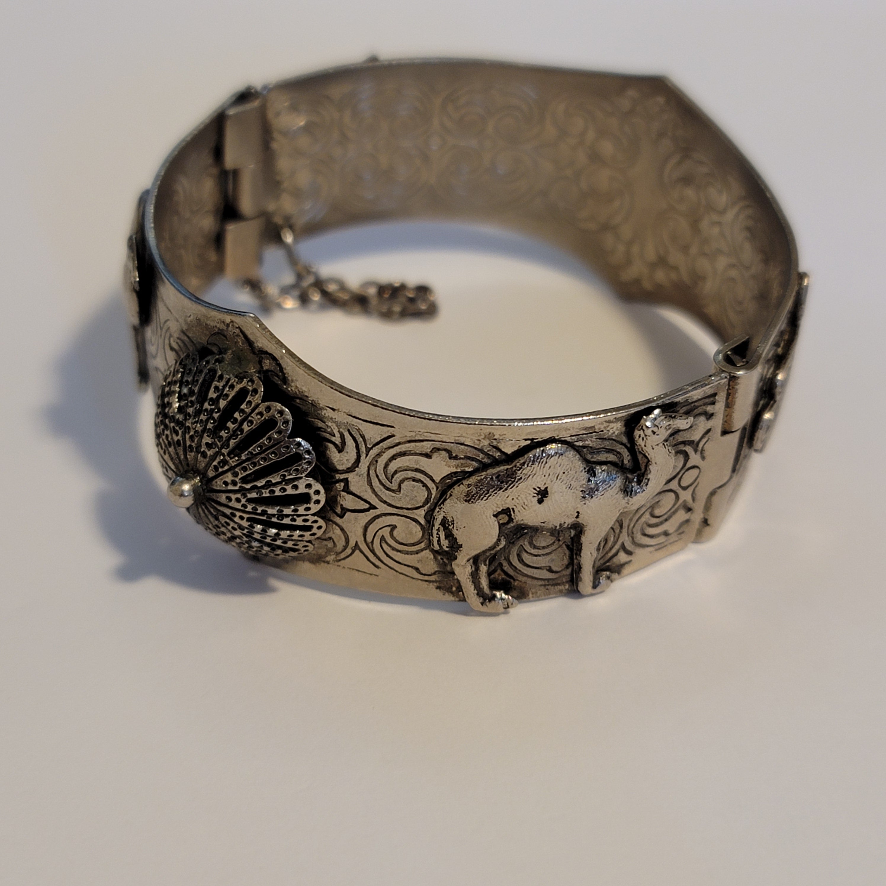 Silver Tone hinge Hamsa Camel Bracelet