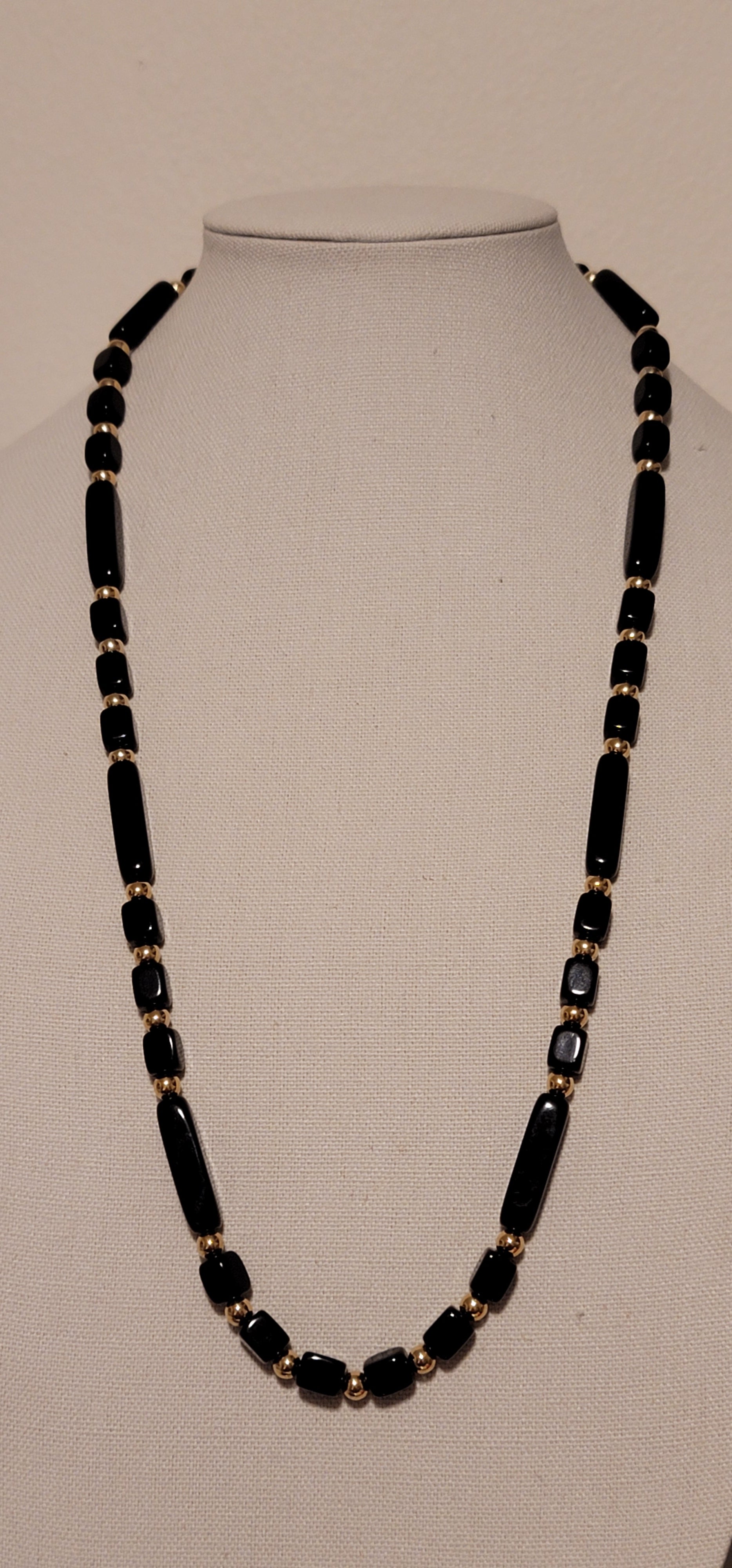 Vintage Trifari Black & Gold Bead Necklace