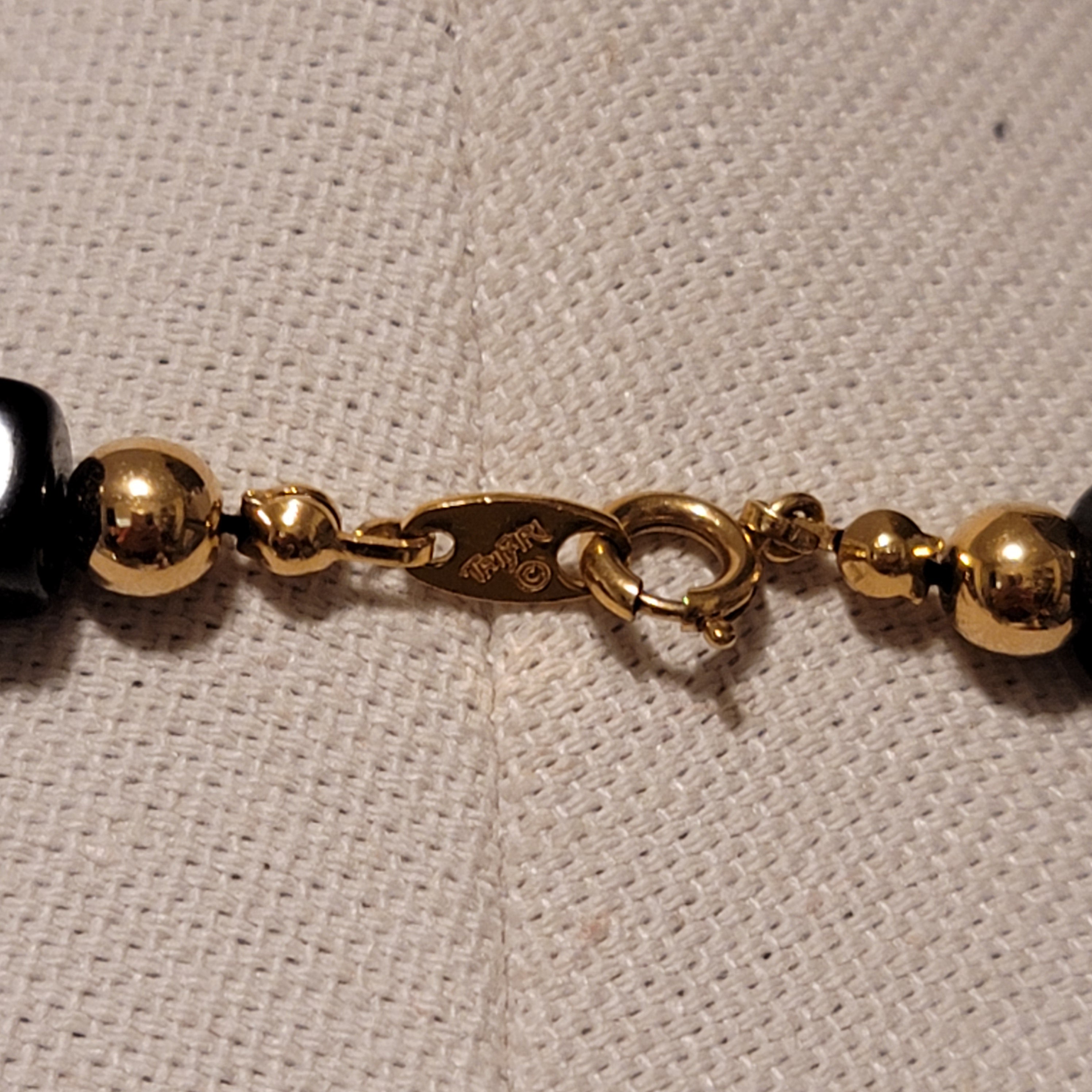 Vintage Trifari Black & Gold Bead Necklace