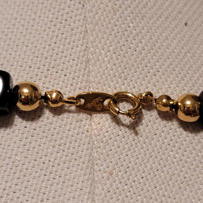 Vintage Trifari Black & Gold Bead Necklace