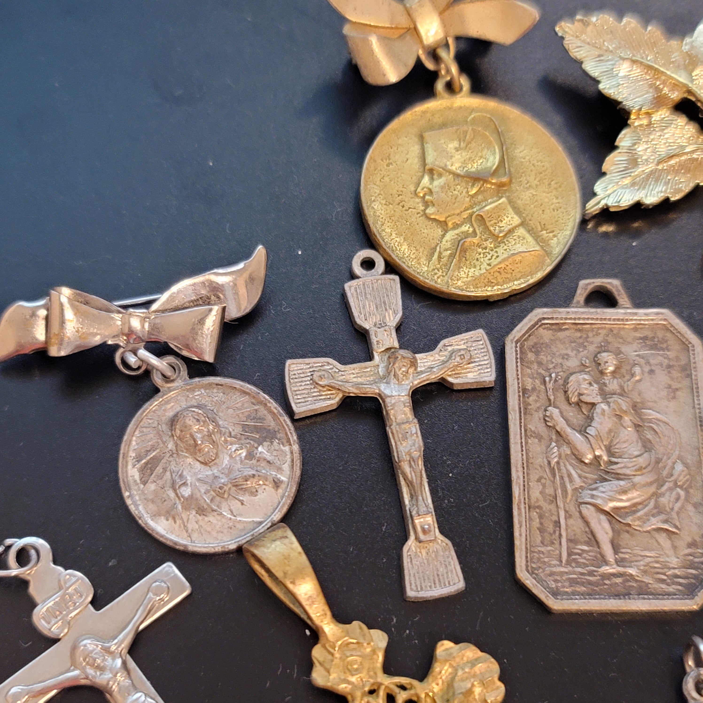 Lot of 13 Religious Themed Charms, Cross and Pins