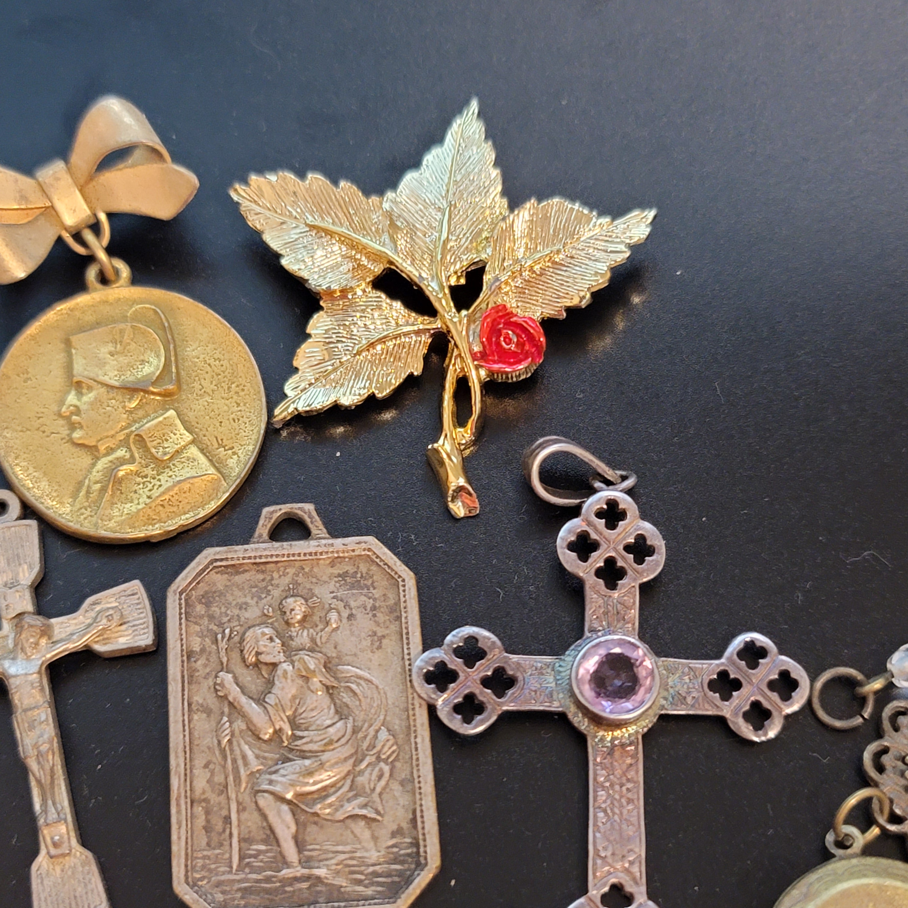 Lot of 13 Religious Themed Charms, Cross and Pins